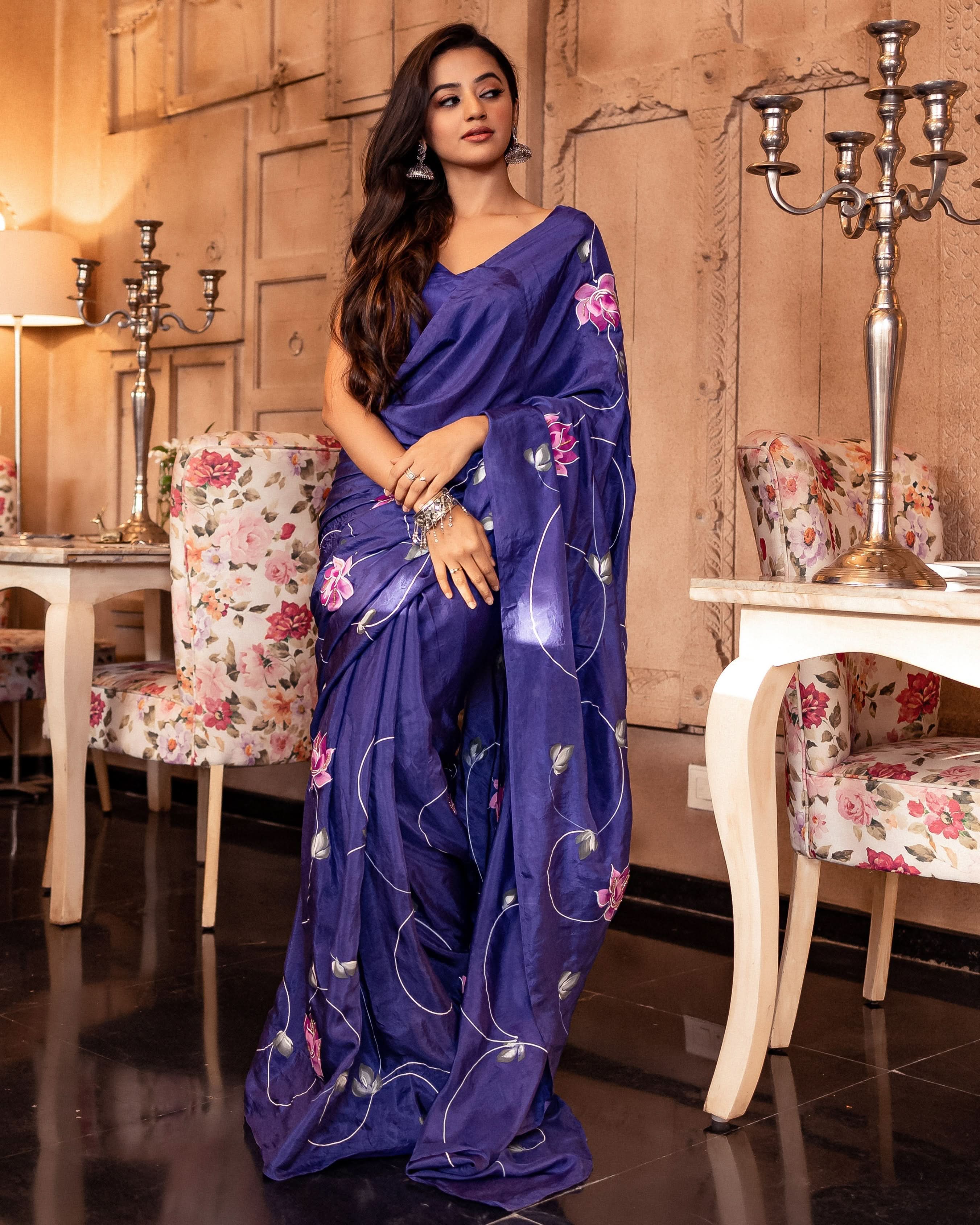 Sarang Handpainted Silk Saree - Image 8