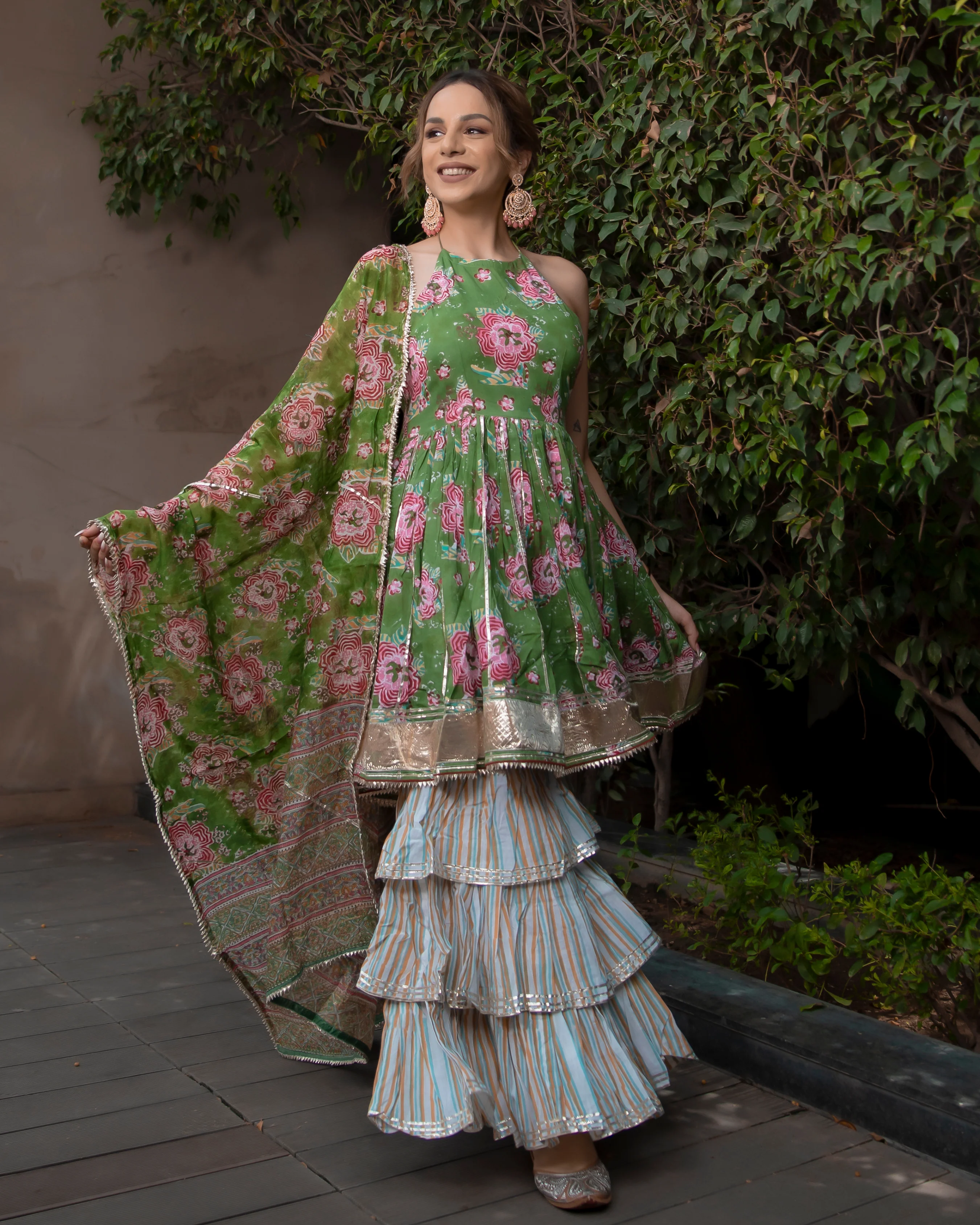 Secret Garden Handblock Gota Sharara Set - Image 4