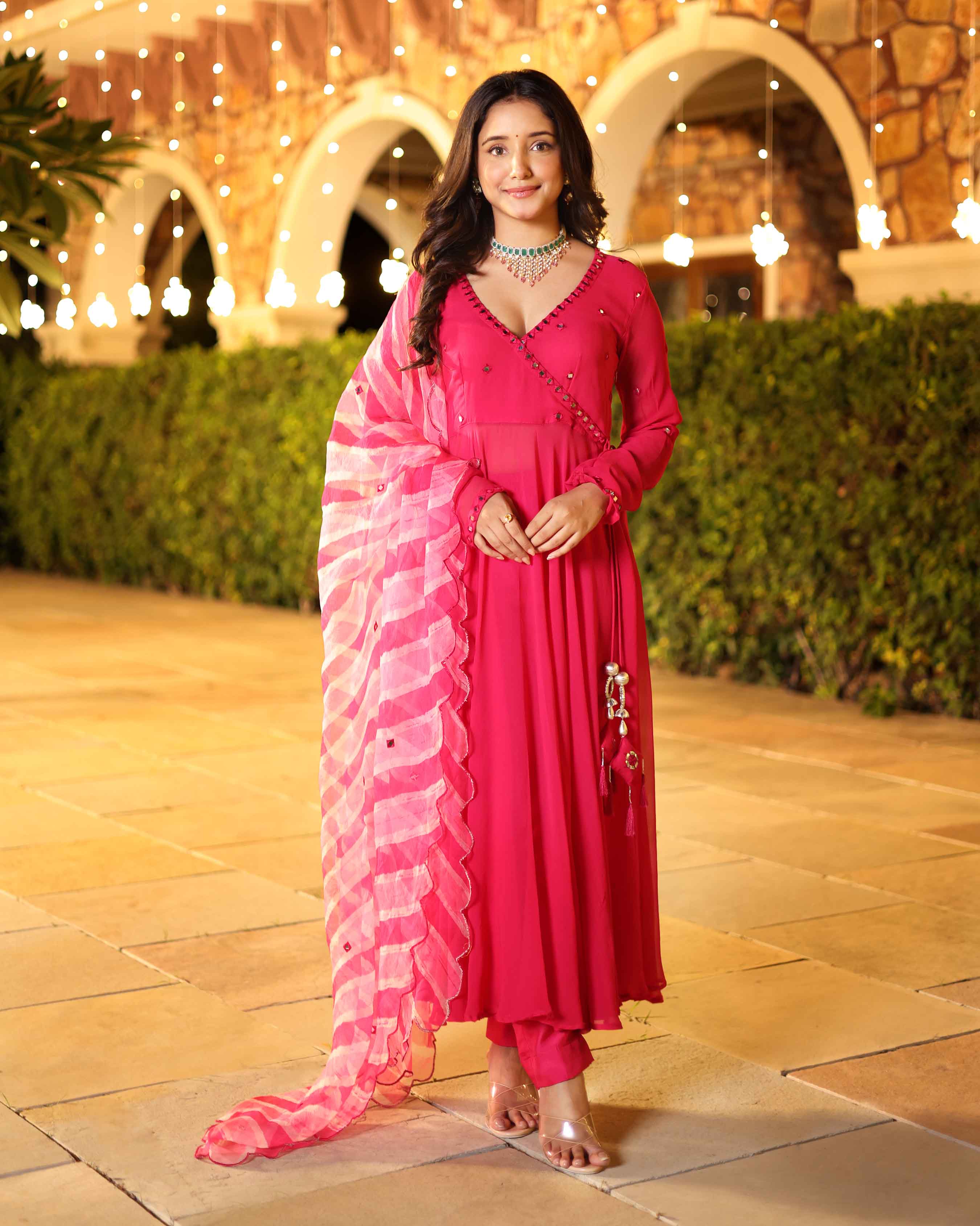 Seher Rani Mirror Work Leheriya Georgette Suit Set - Image 5