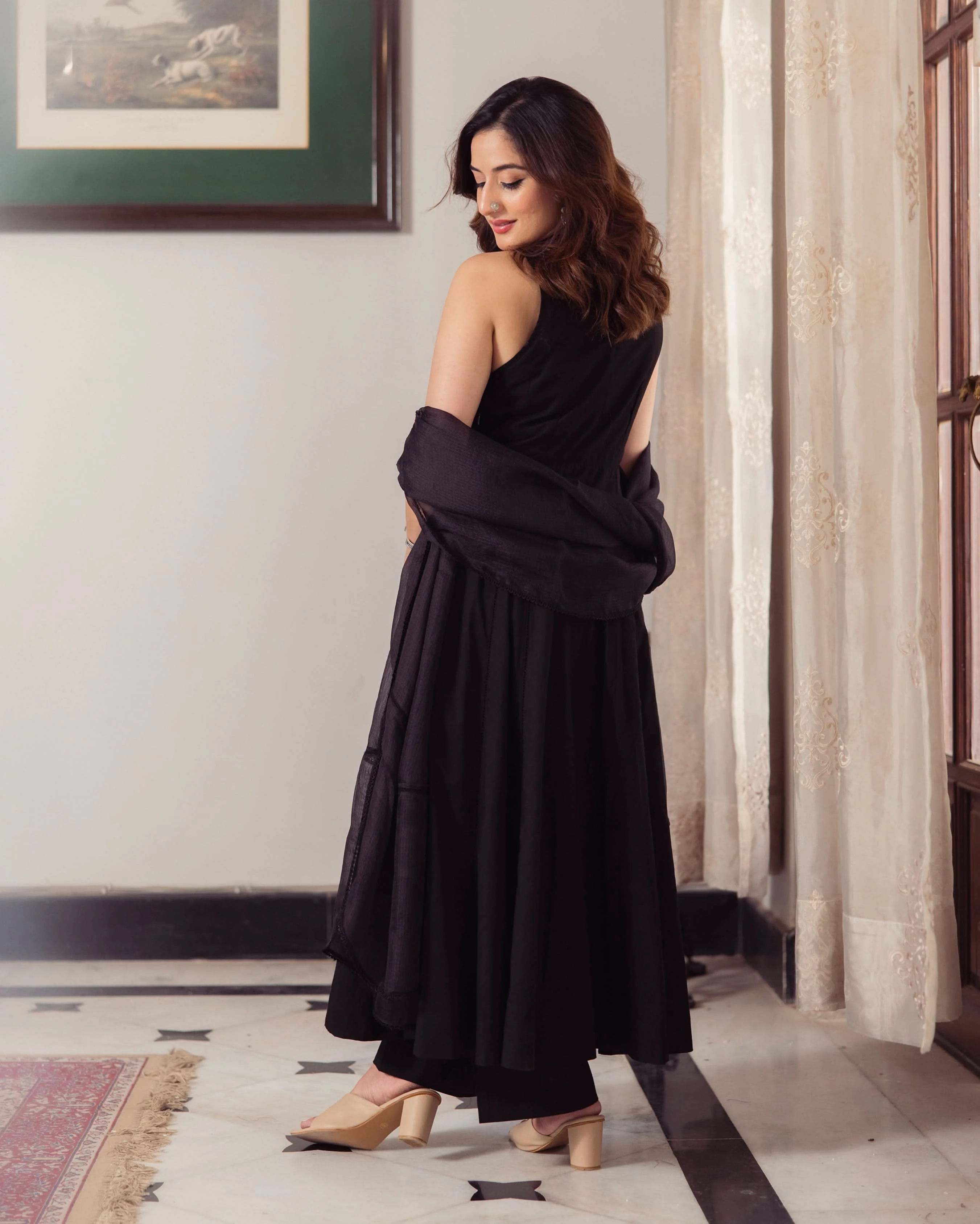 Shadow Black Embroidered Cotton Suit Set - Image 7