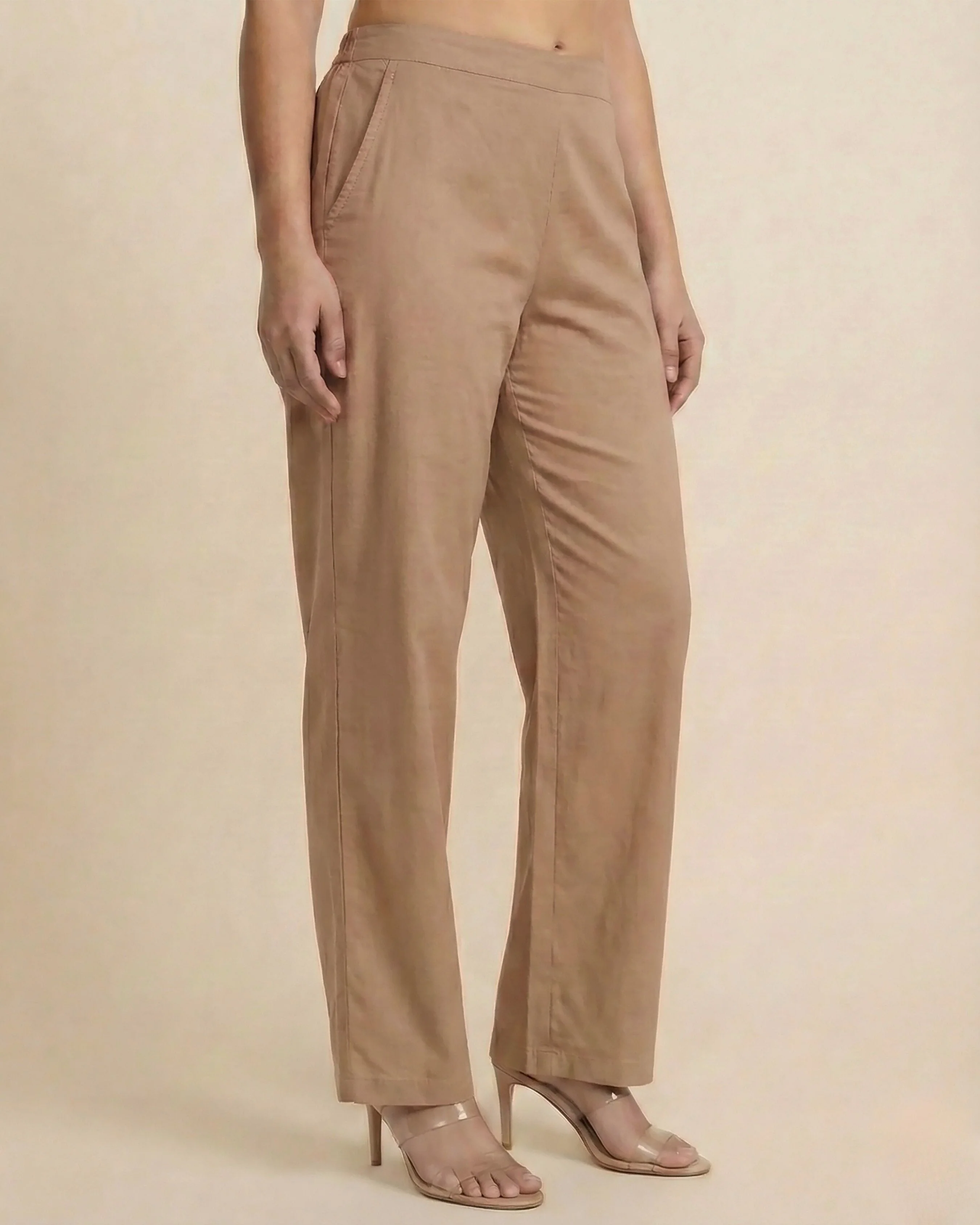 Sheetal Mocha Cotton Straight Pants