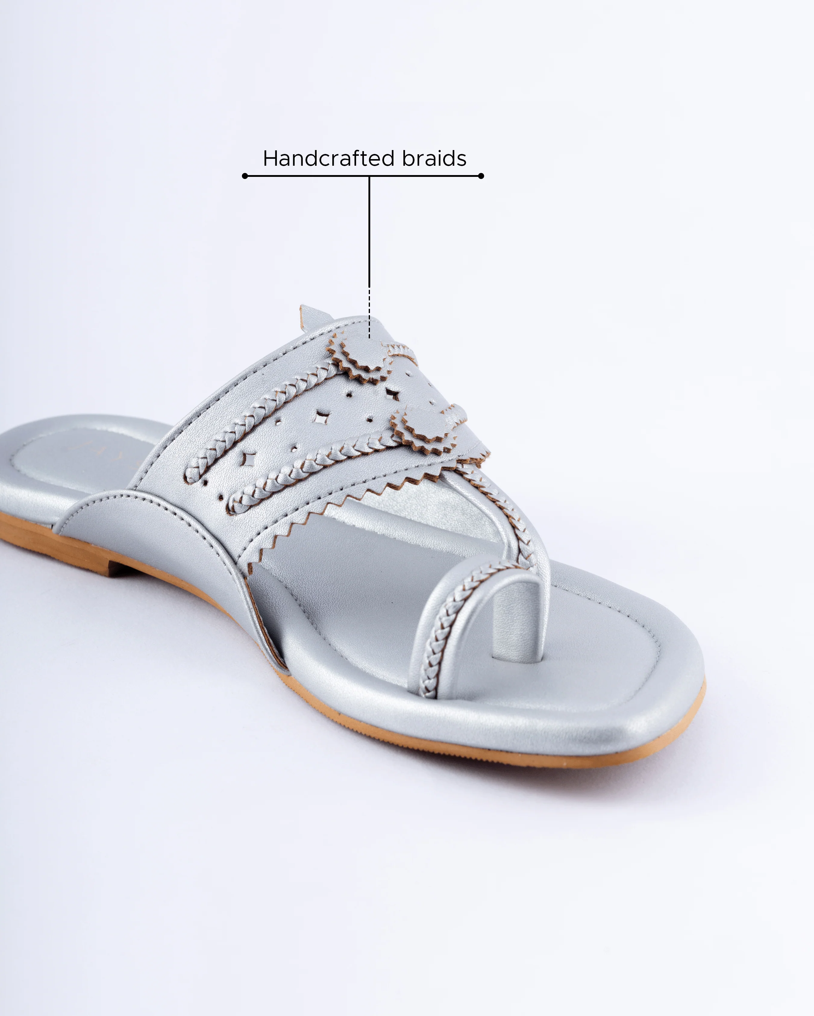 Silver Solid Kolha Flats - Image 5