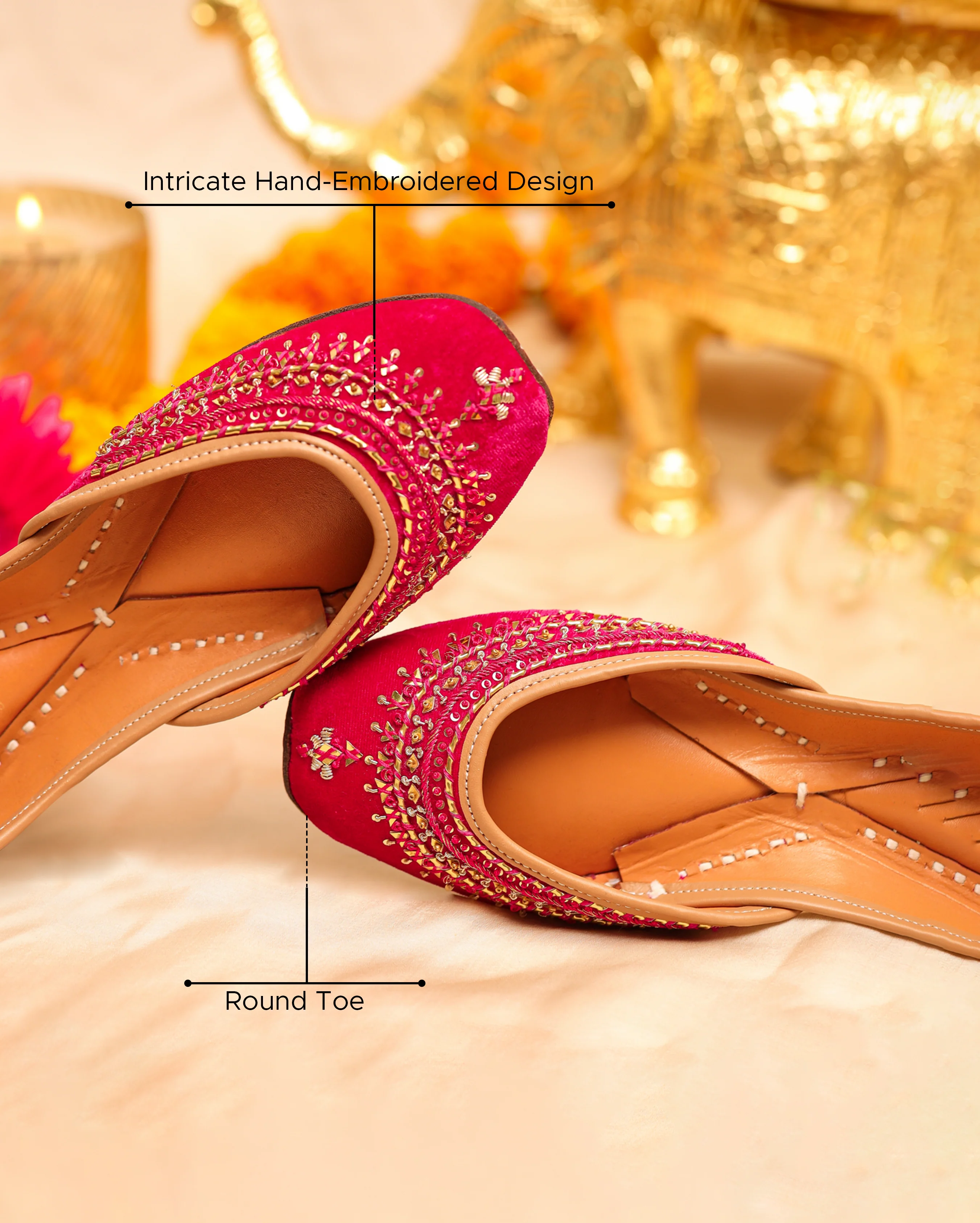 Sparkle Pink Handcrafted Jutti - Image 3