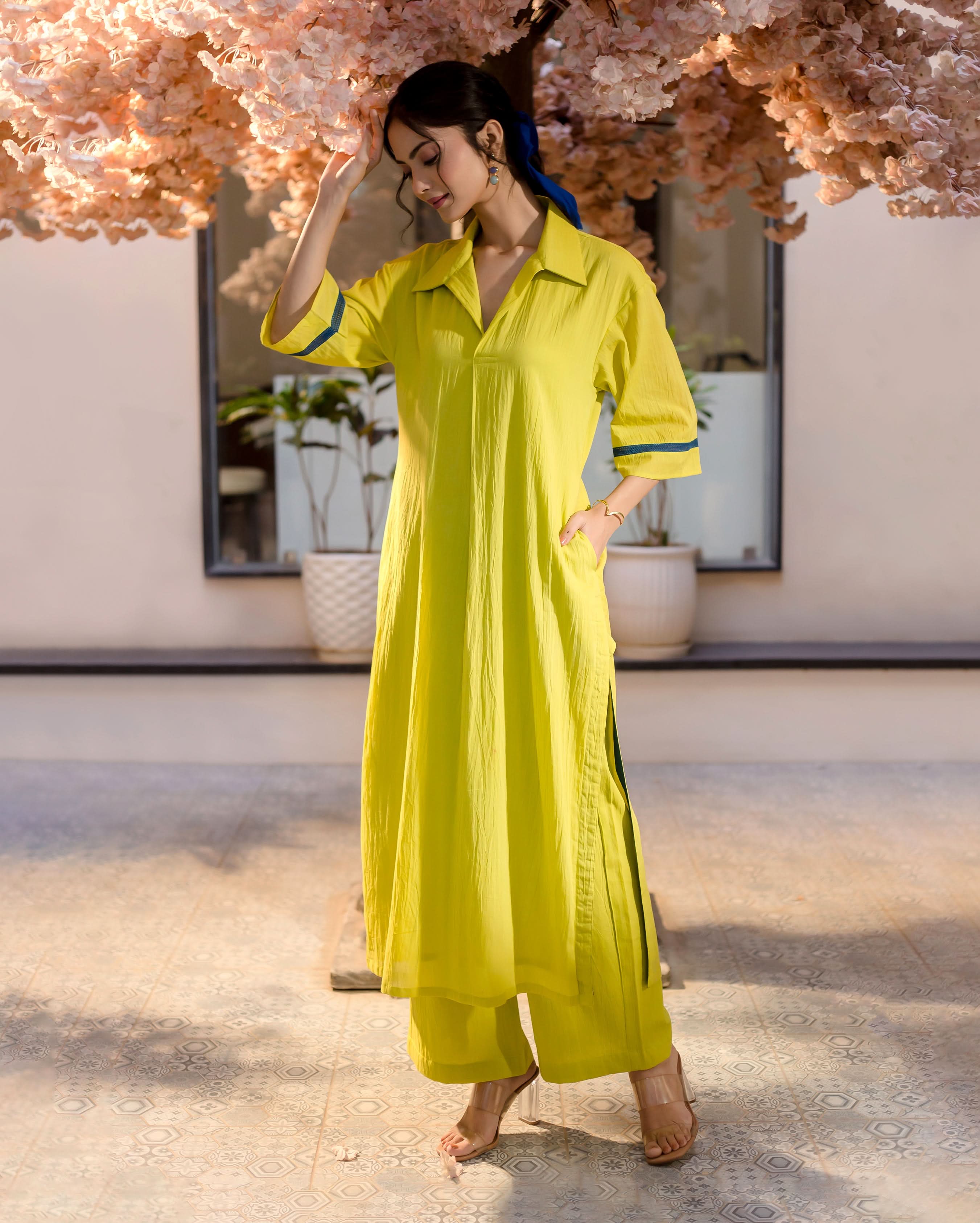 Spurge Green Solid Cotton Coord Set - Image 3