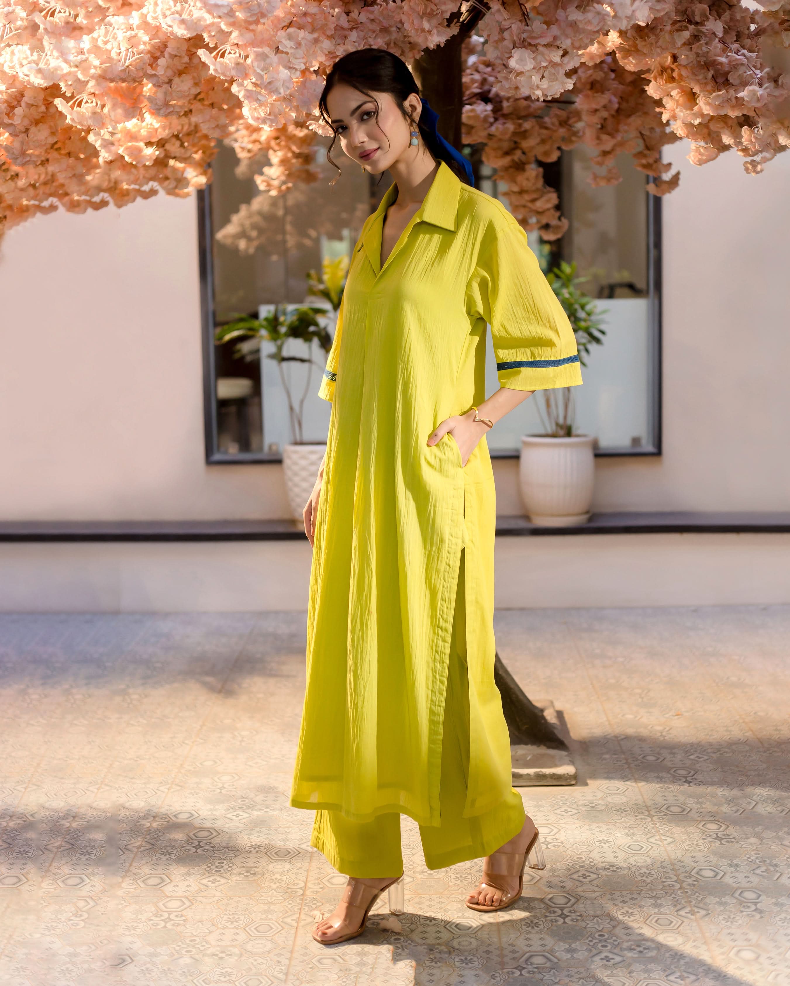 Spurge Green Solid Cotton Coord Set - Image 4