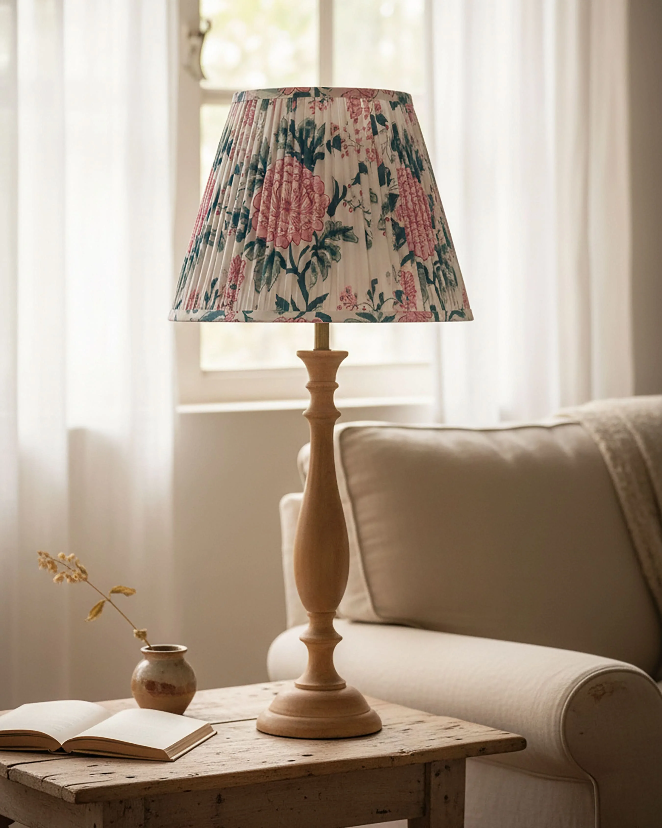 Summer Pink Handblock Circular Lampshade - Image 6