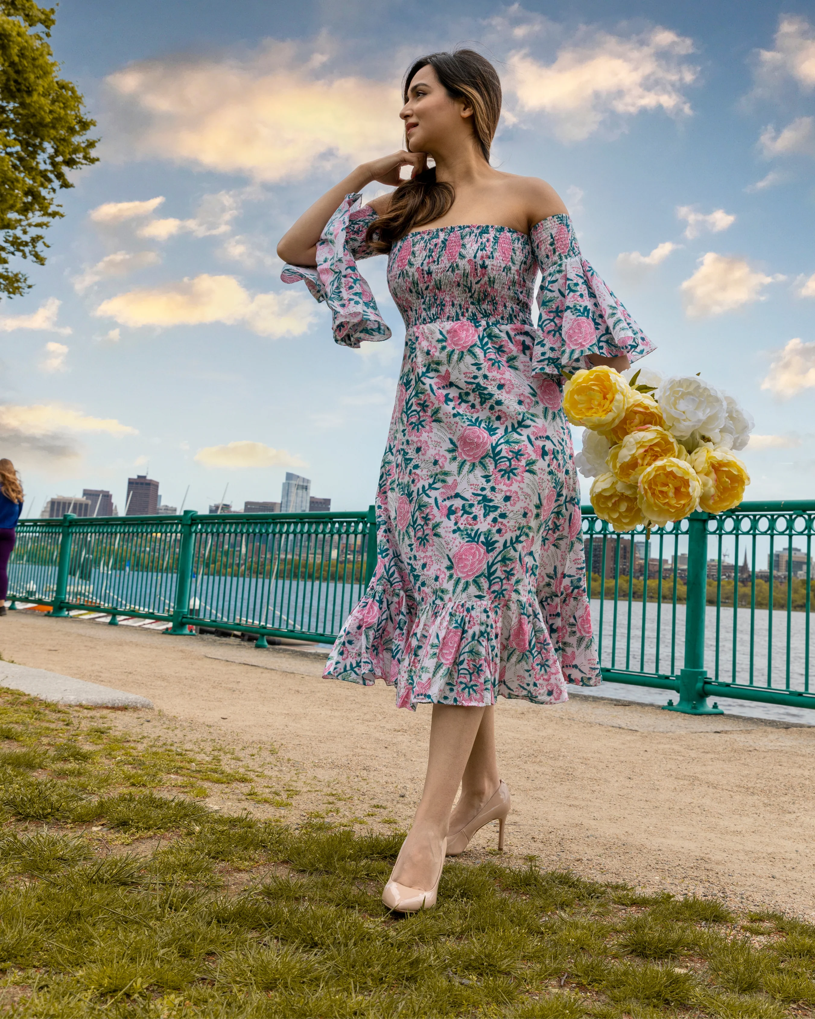 Summer Pink Smocked Cotton Dress - Image 5