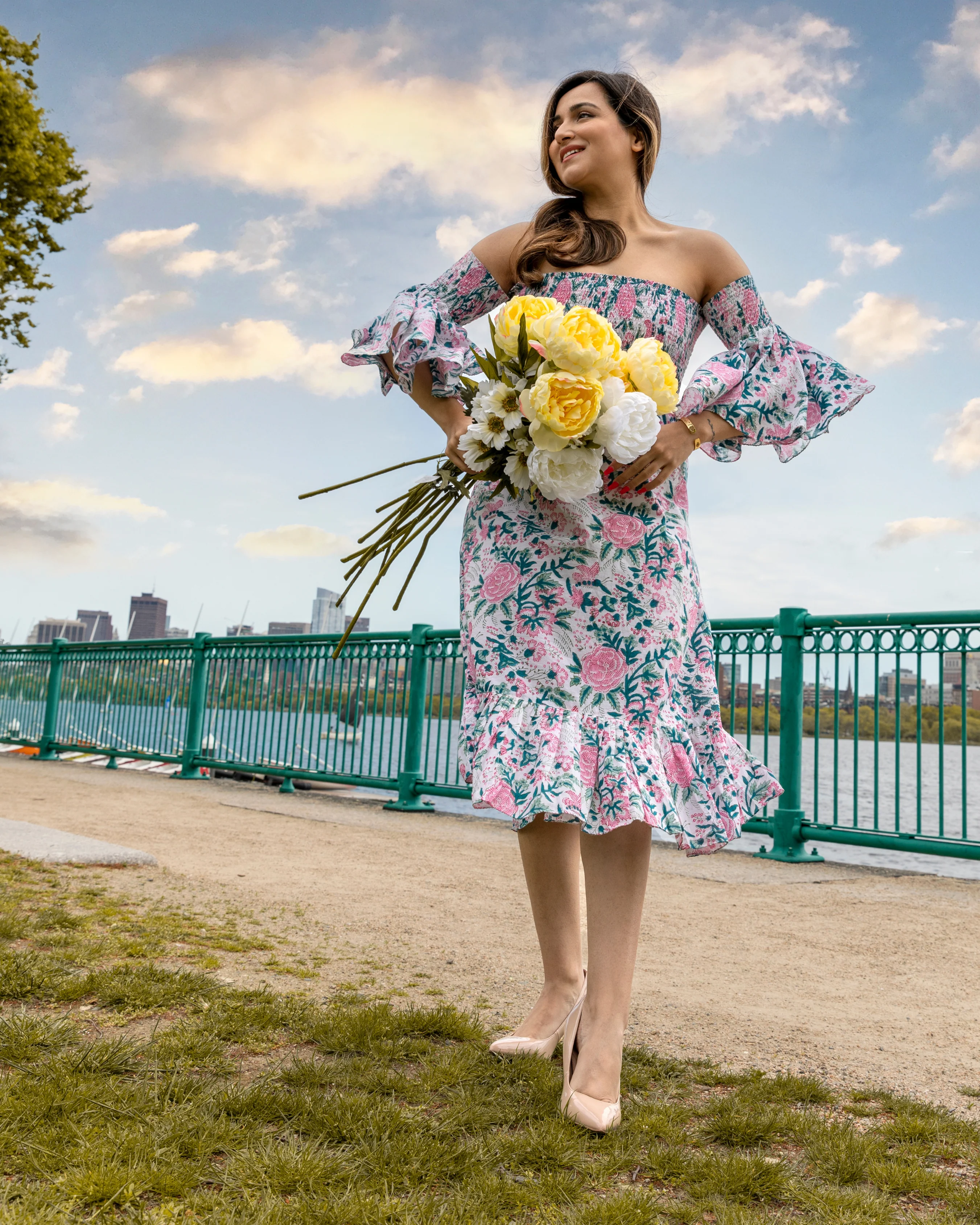 Summer Pink Smocked Cotton Dress - Image 6