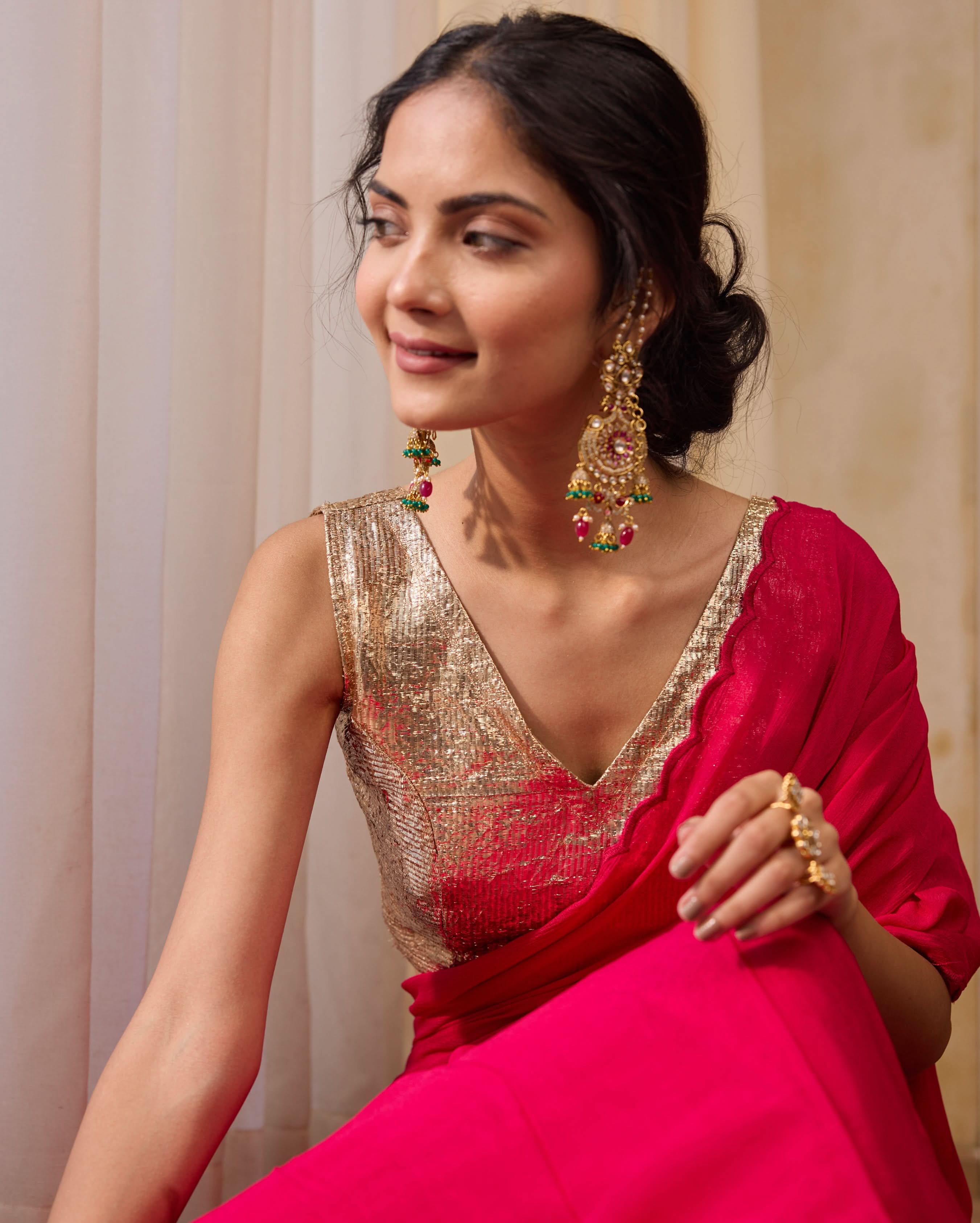 Sunshine Rose Gold Gota Blouse - Image 2