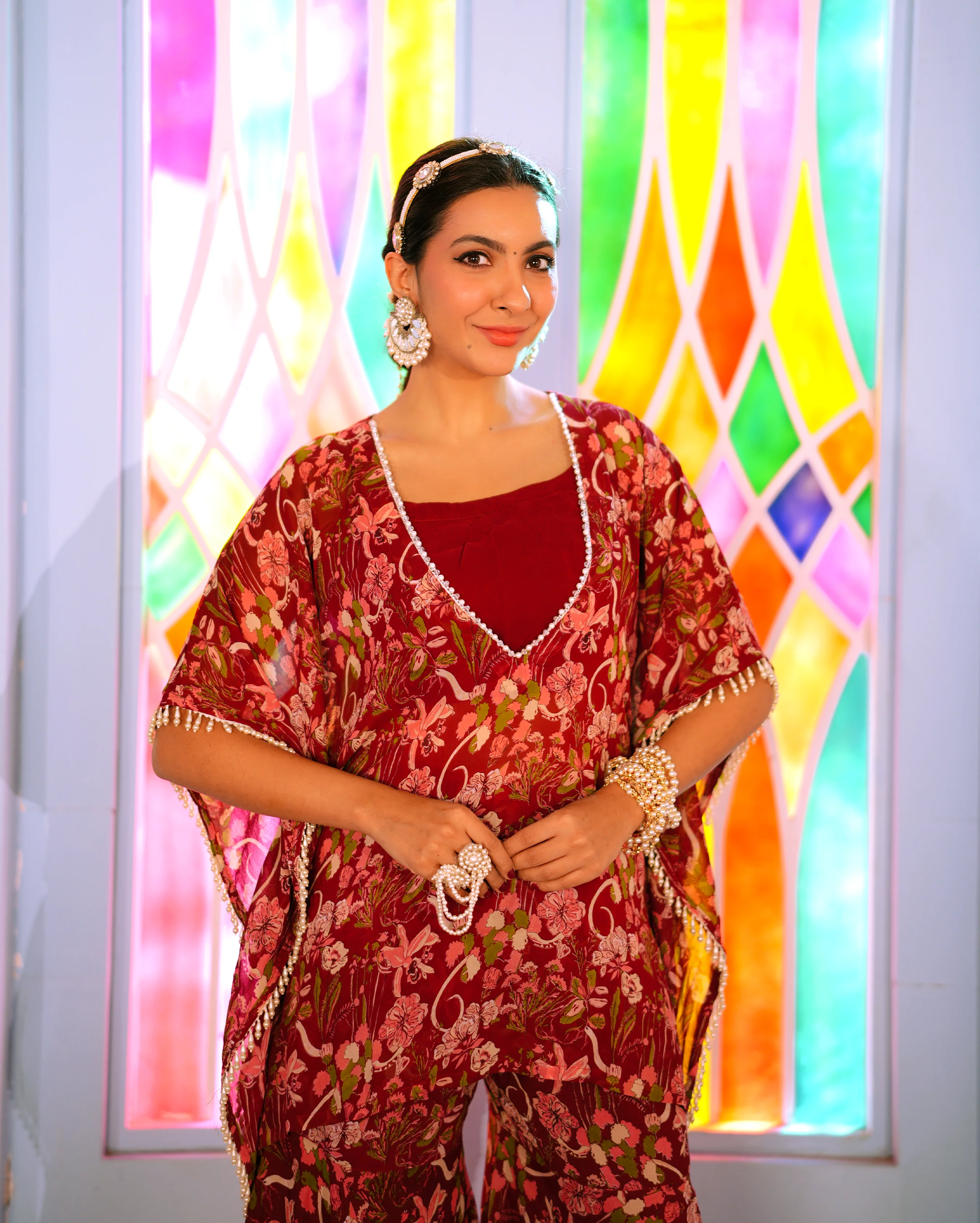 Surbhi Maroon Printed Georgette Coord set - Image 4