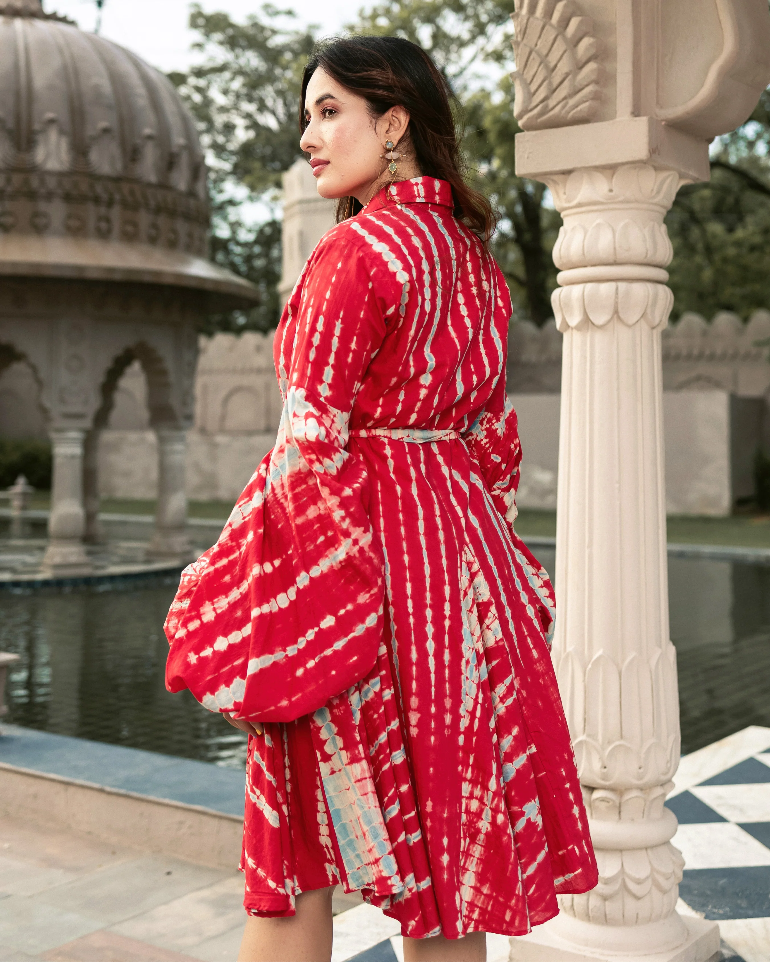 Surkh Shibori Cotton Dress - Image 7