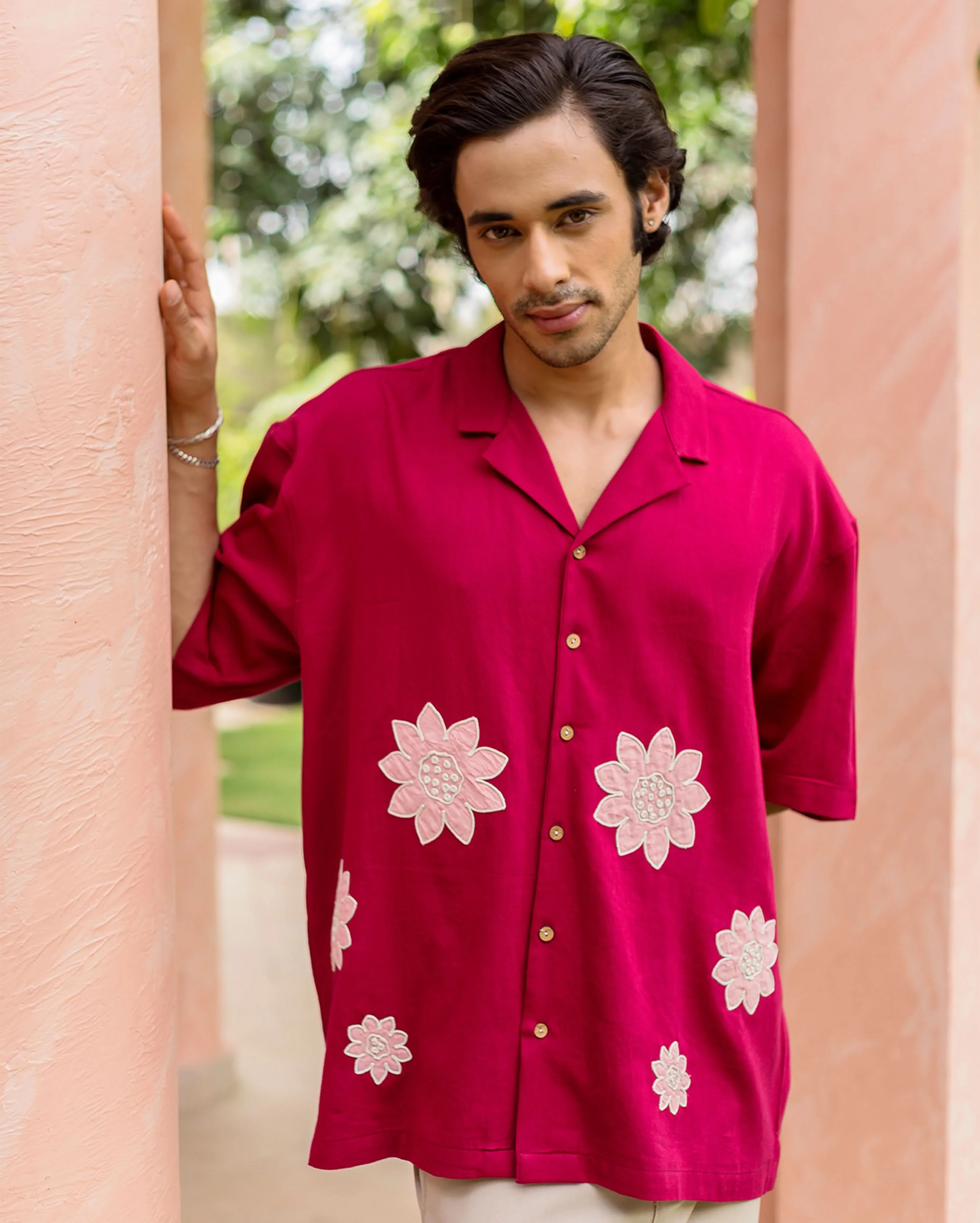 Sway Pink Embroidered Cotton Shirt - Image 3