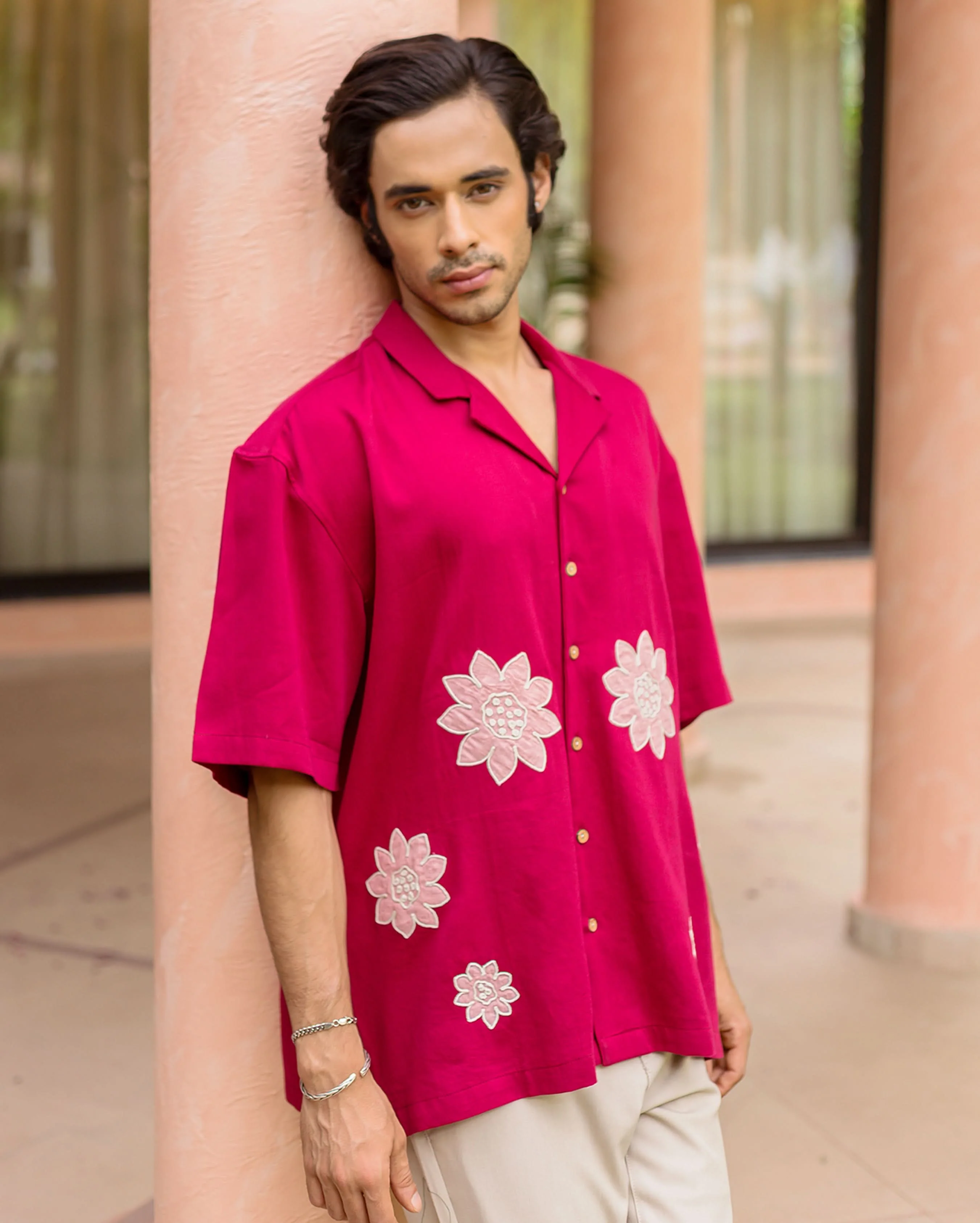 Sway Pink Embroidered Cotton Shirt - Image 4