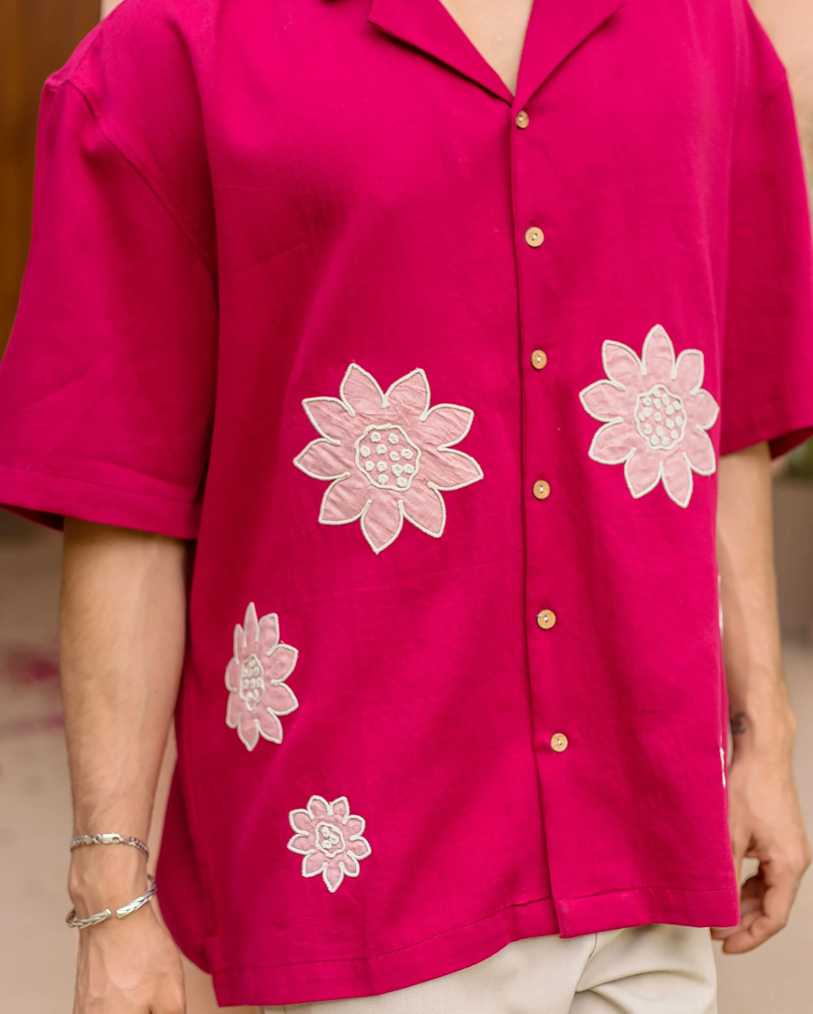 Sway Pink Embroidered Cotton Shirt - Image 5