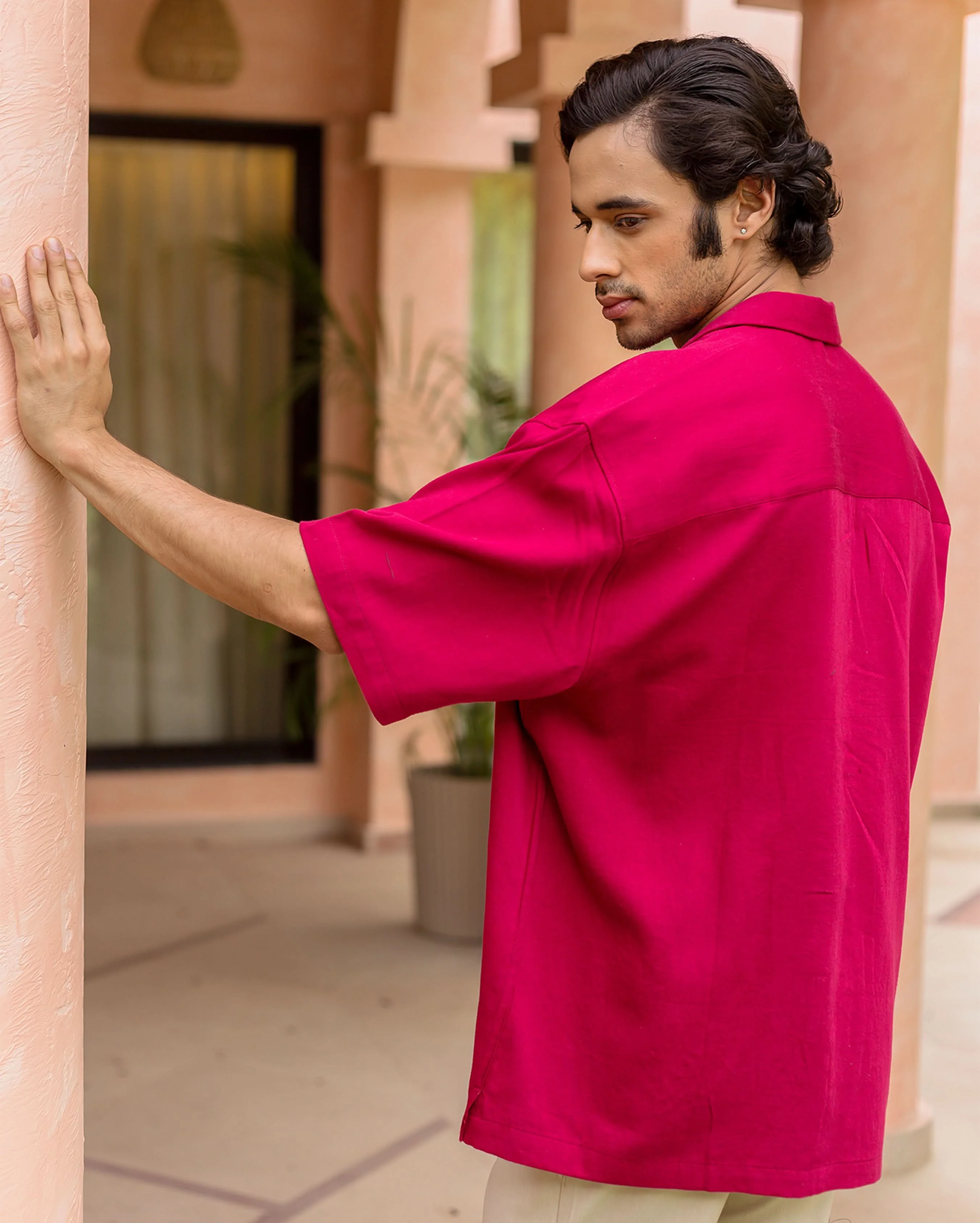 Sway Pink Embroidered Cotton Shirt - Image 6