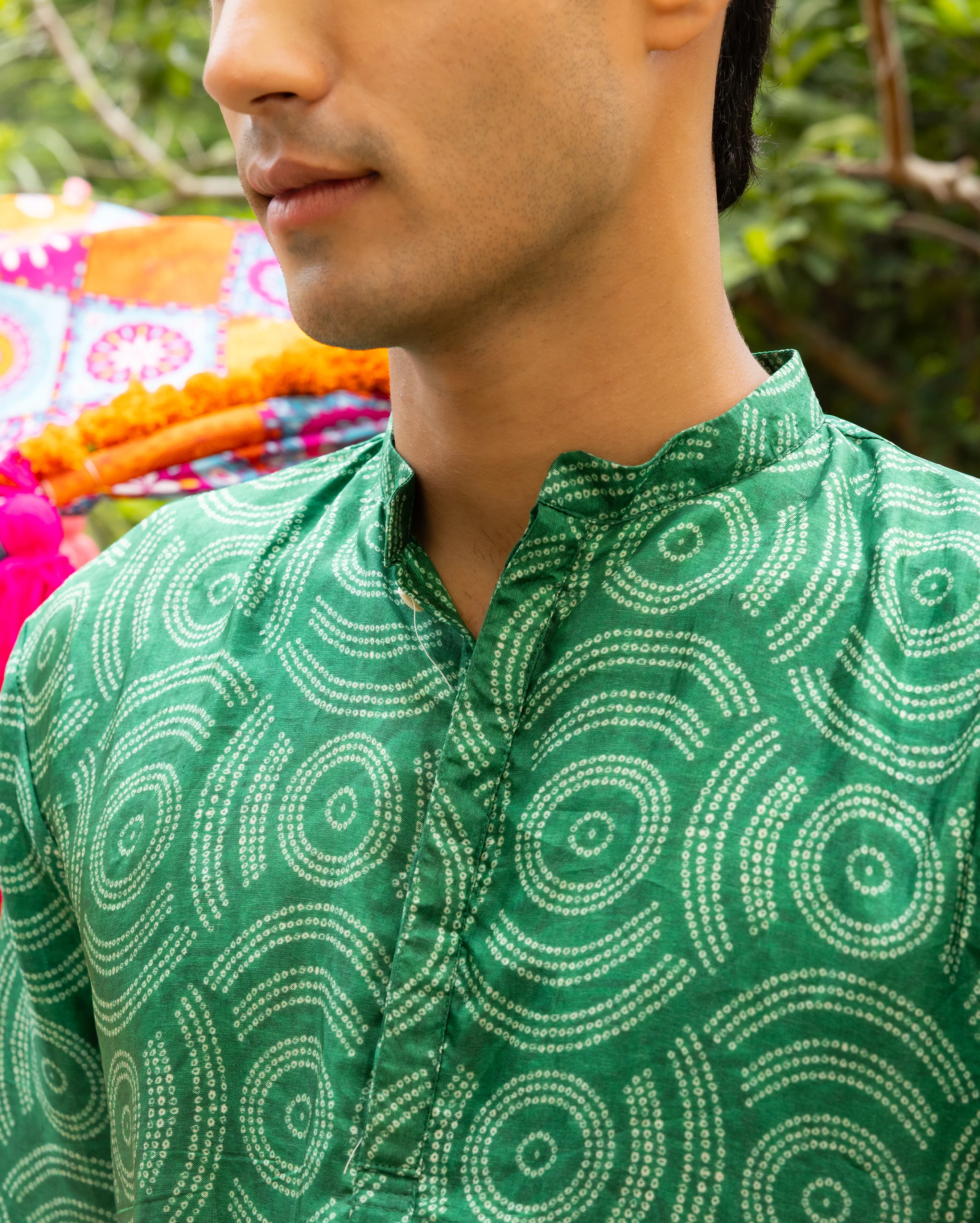 Taarush Green Bandhani Chanderi Kurta - Image 5
