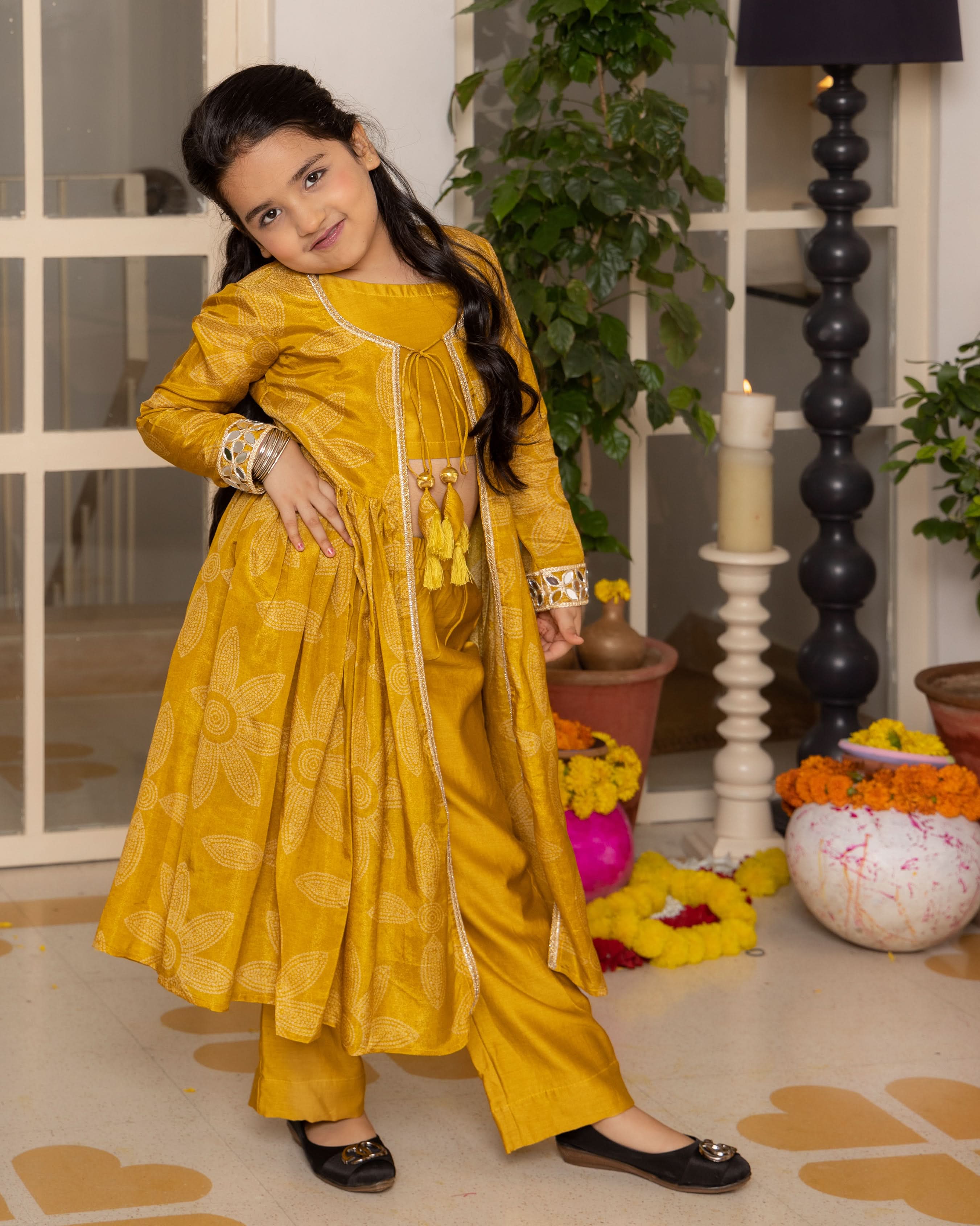 Tara Mustard Bandhani Chanderi Coord Set - Image 2