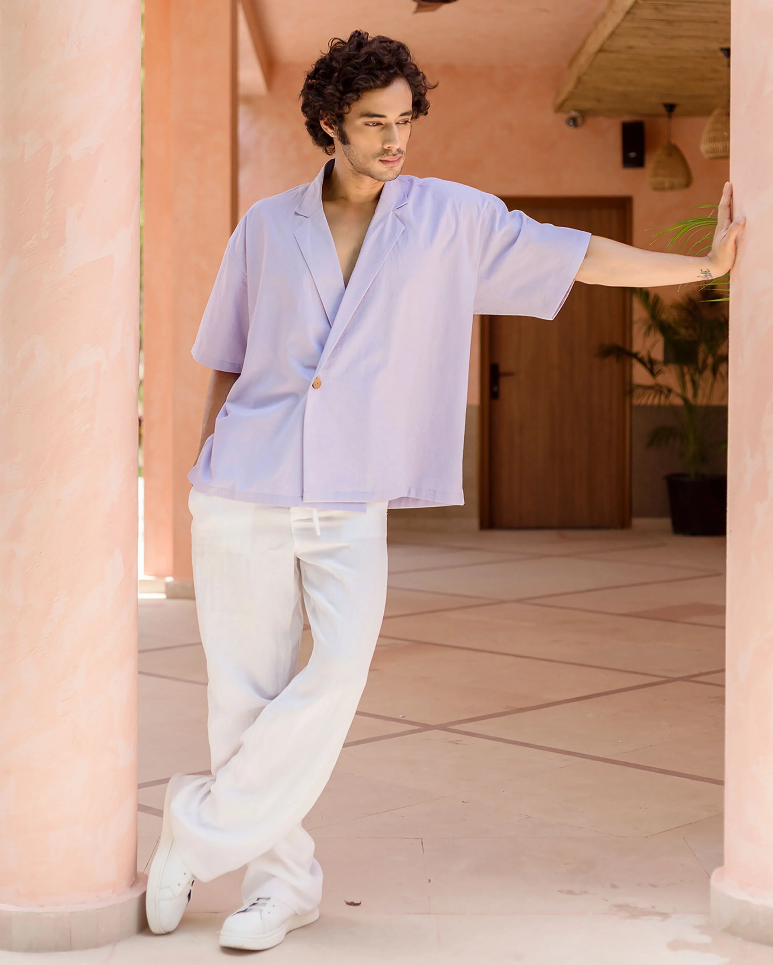 Tatum Lilac Slub Solid Shirt - Image 4