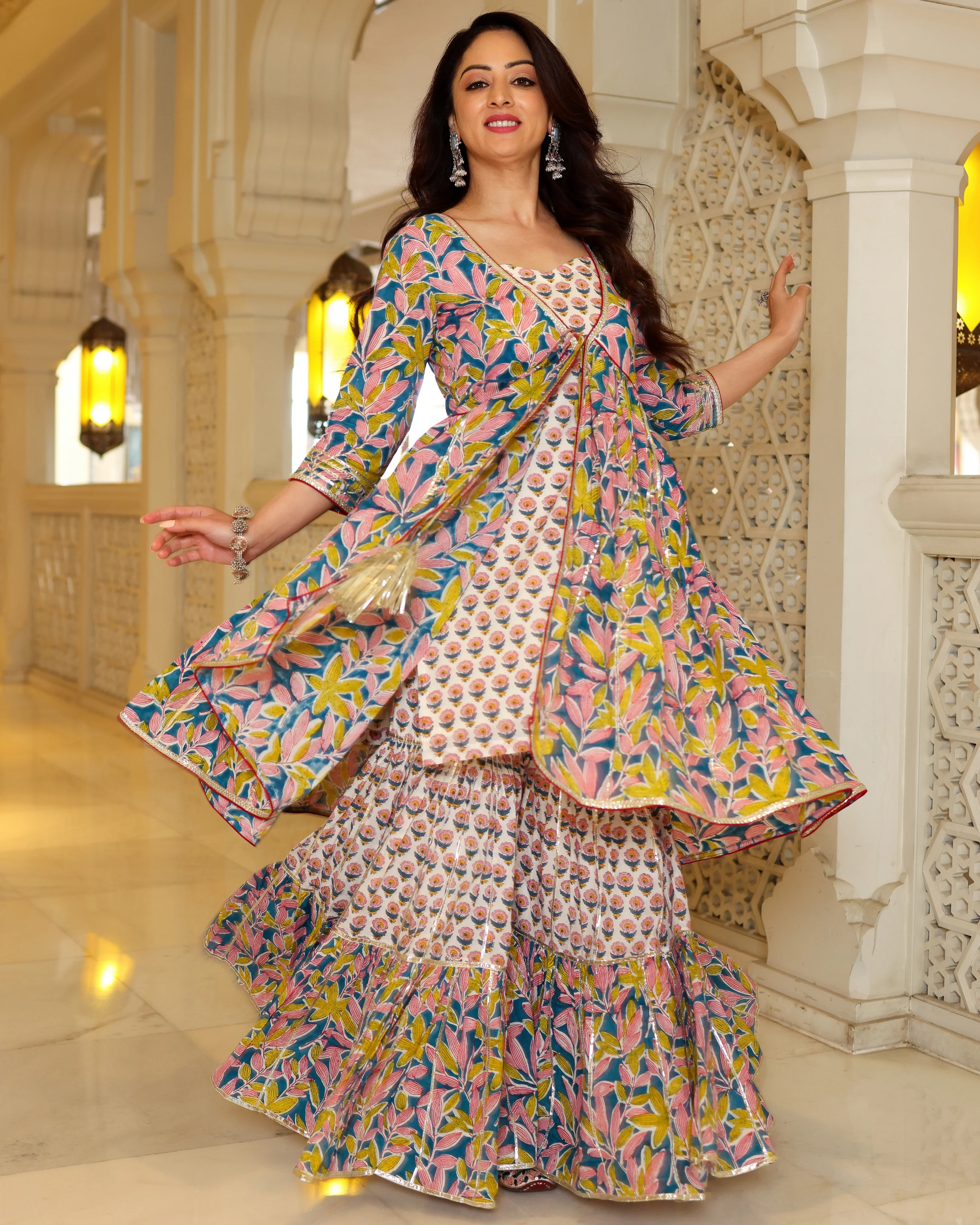 Timber Pink Handblock Sharara Set - Image 5