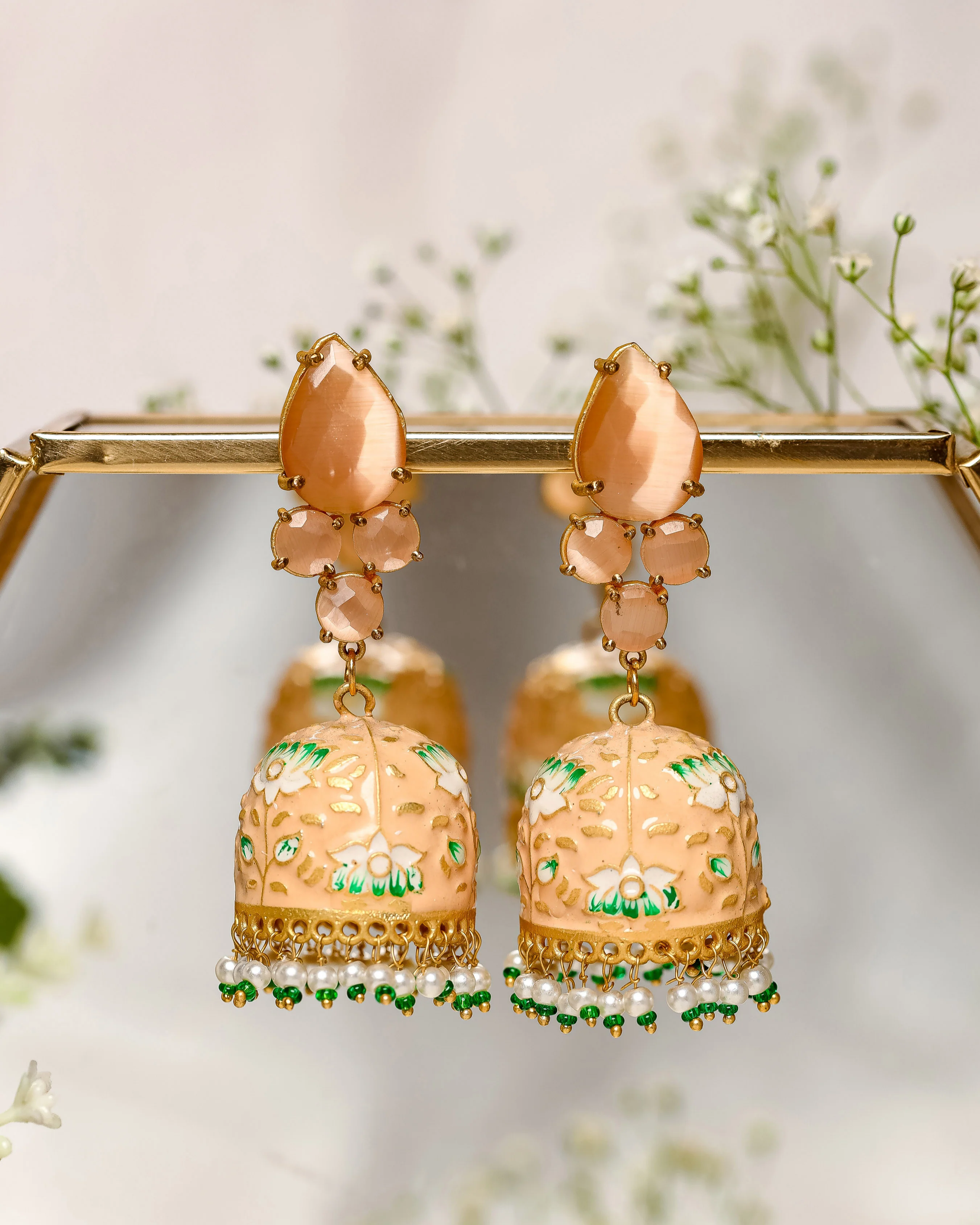 Tinge Flower Handcrafted Brass Earrings - Image 3