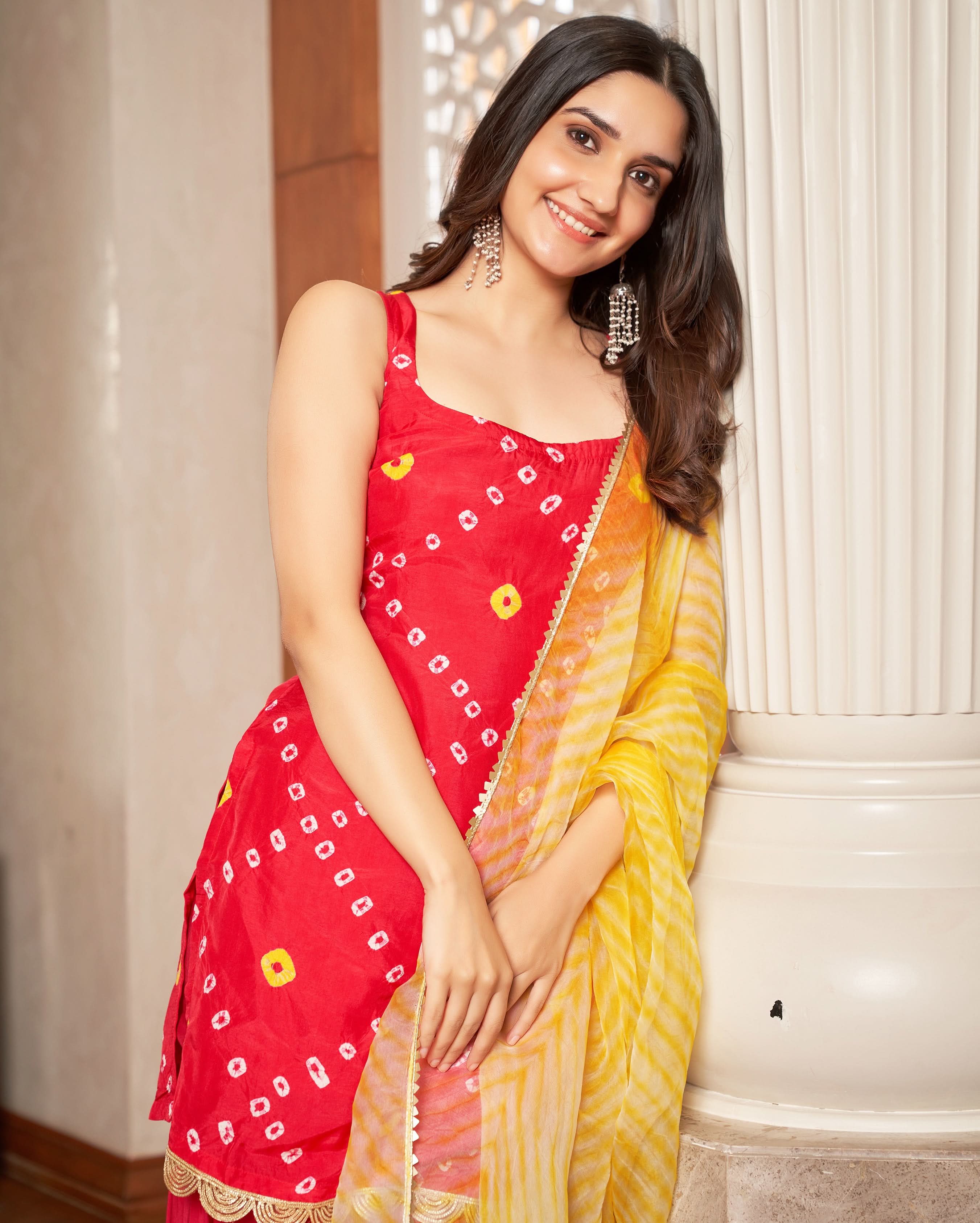 Tithi Pink Bandhani Silk Sharara Set - Image 3