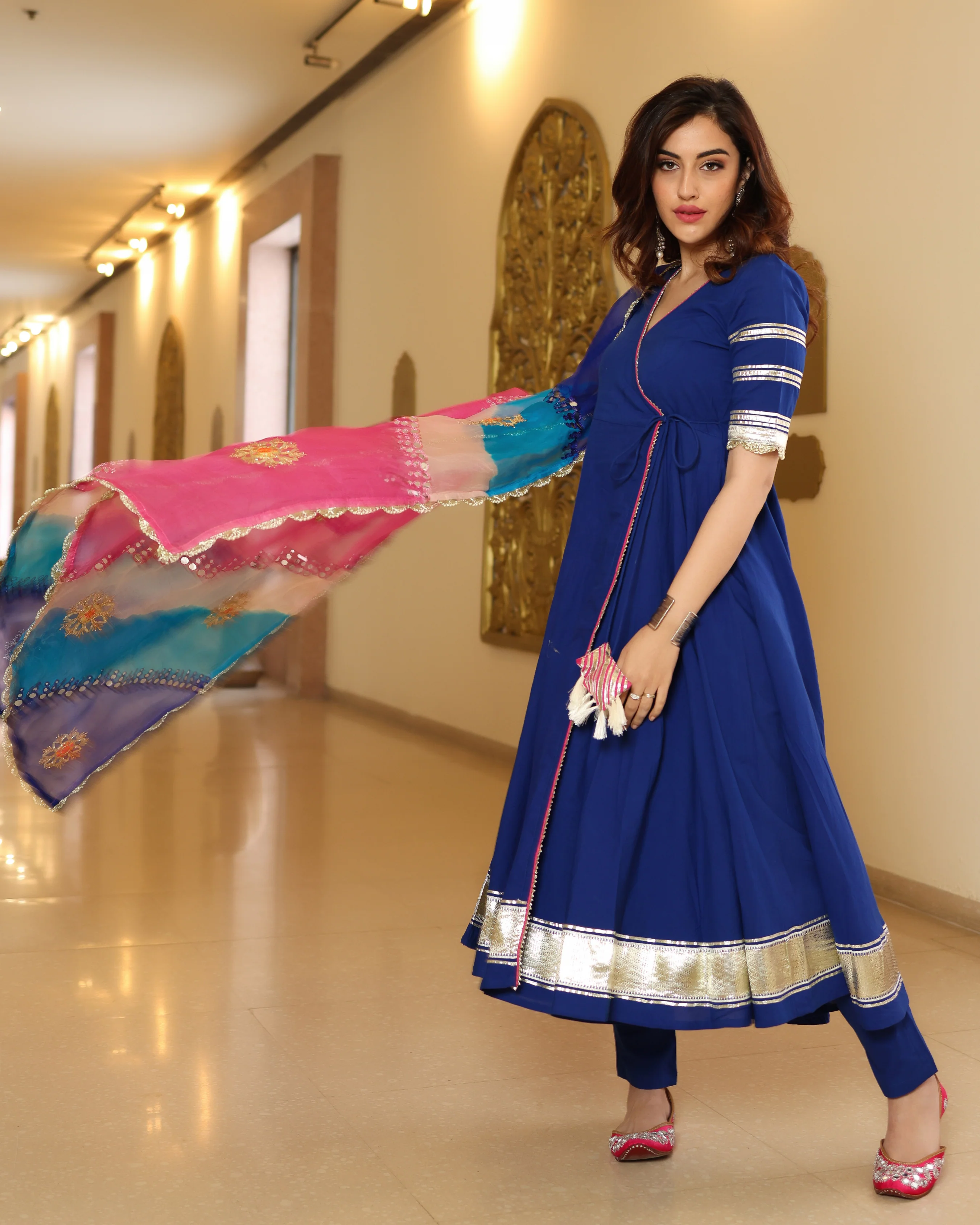 True Navy Gotapatti Anarkali Set - Image 4