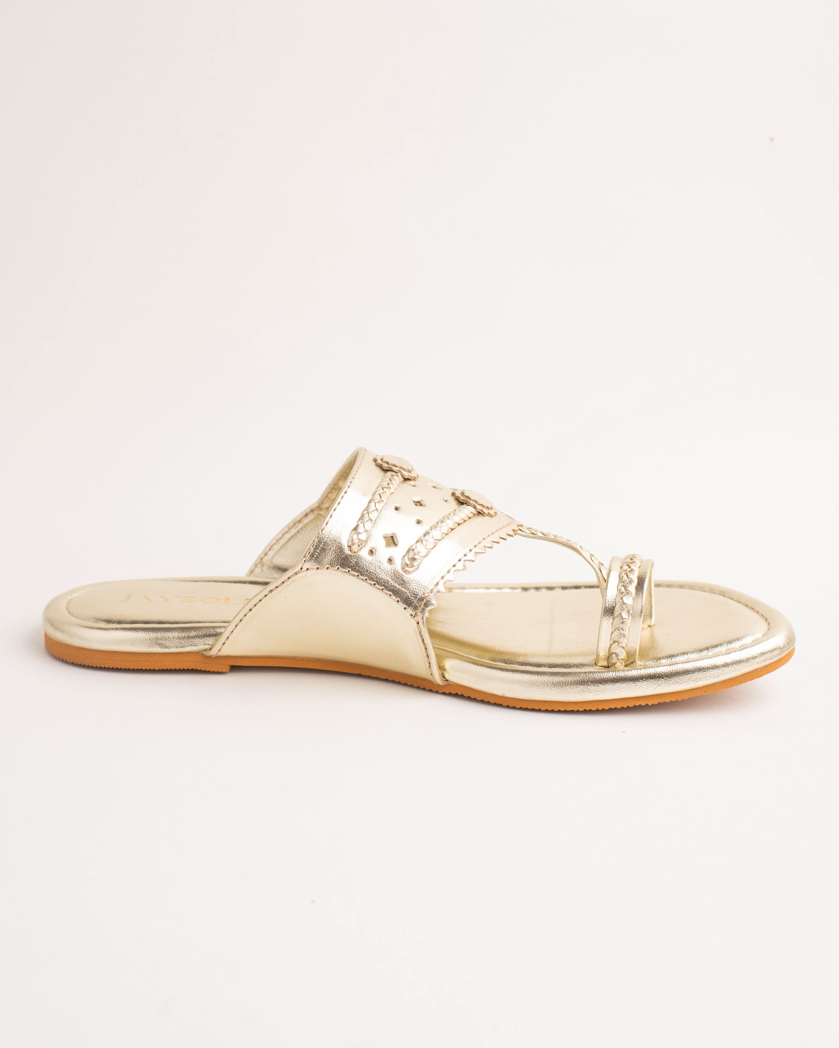 Utsav Gold Solid Kolha Flats - Image 6