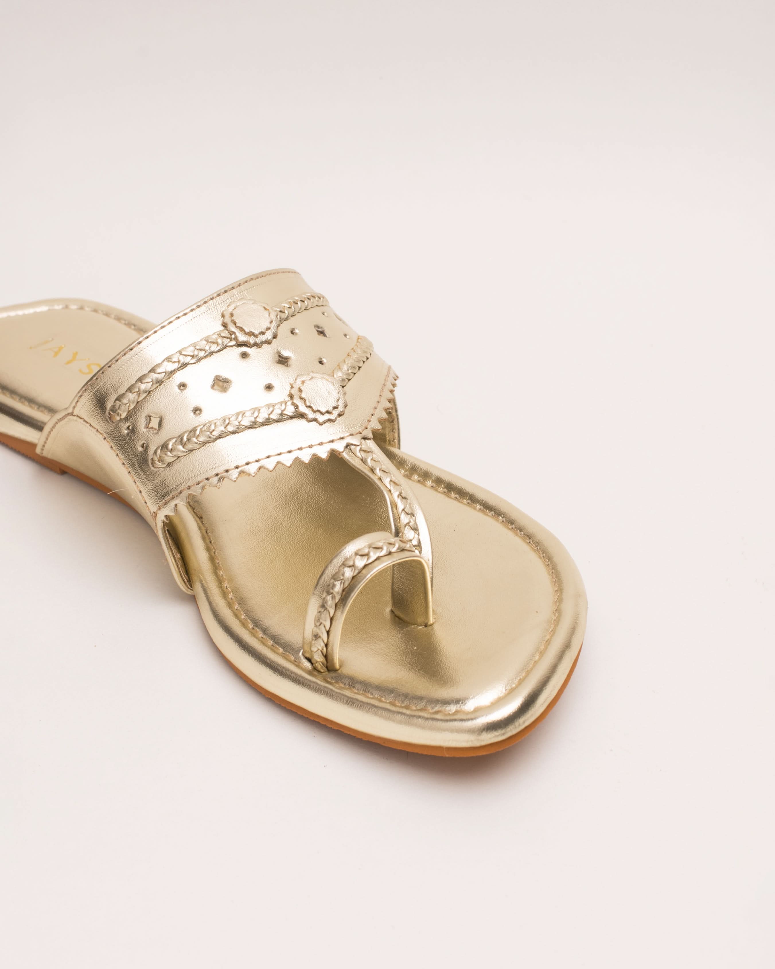 Utsav Gold Solid Kolha Flats - Image 7