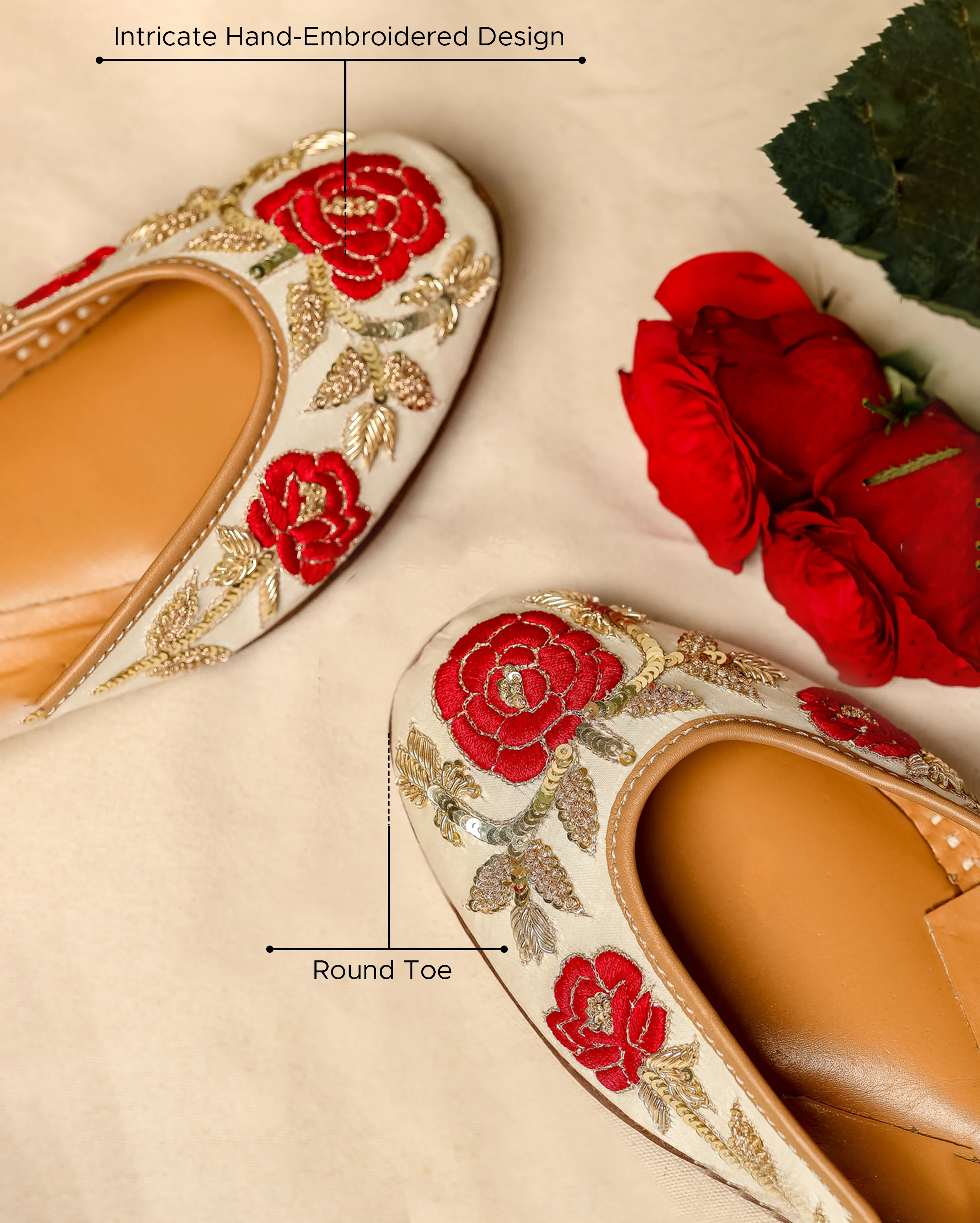 White Portland Handcrafted Jutti - Image 3