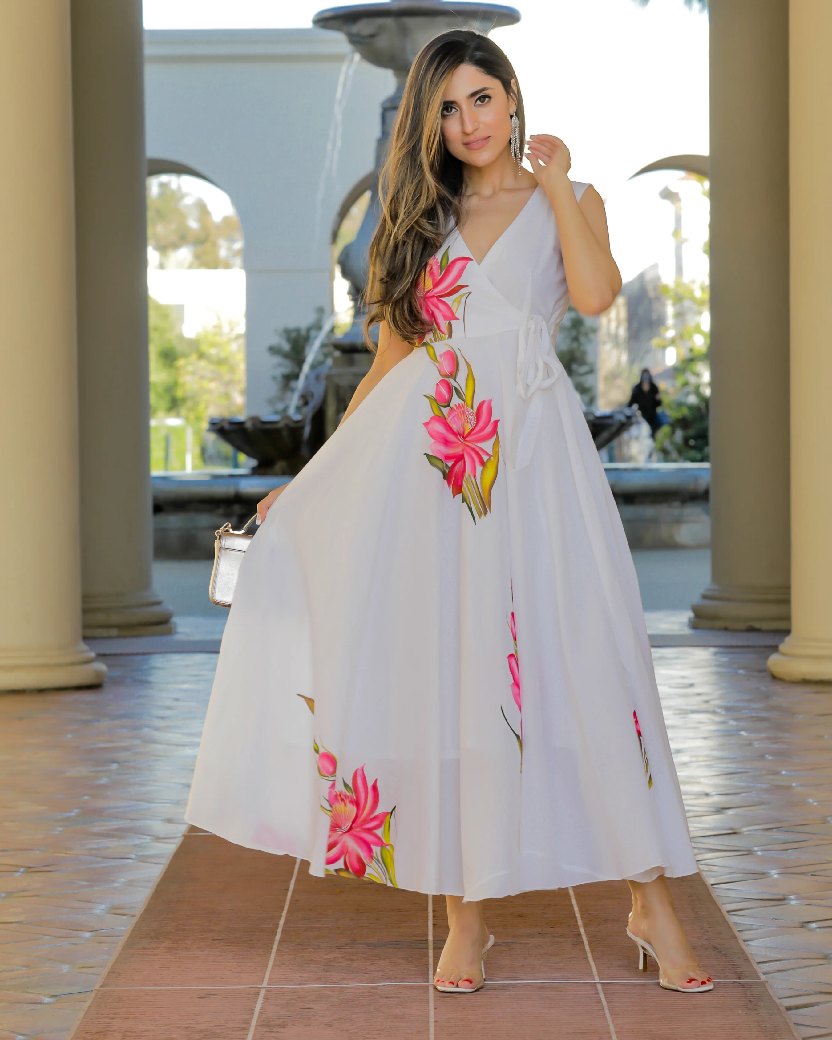 White Shell Handpainted Cotton Dress - Image 6