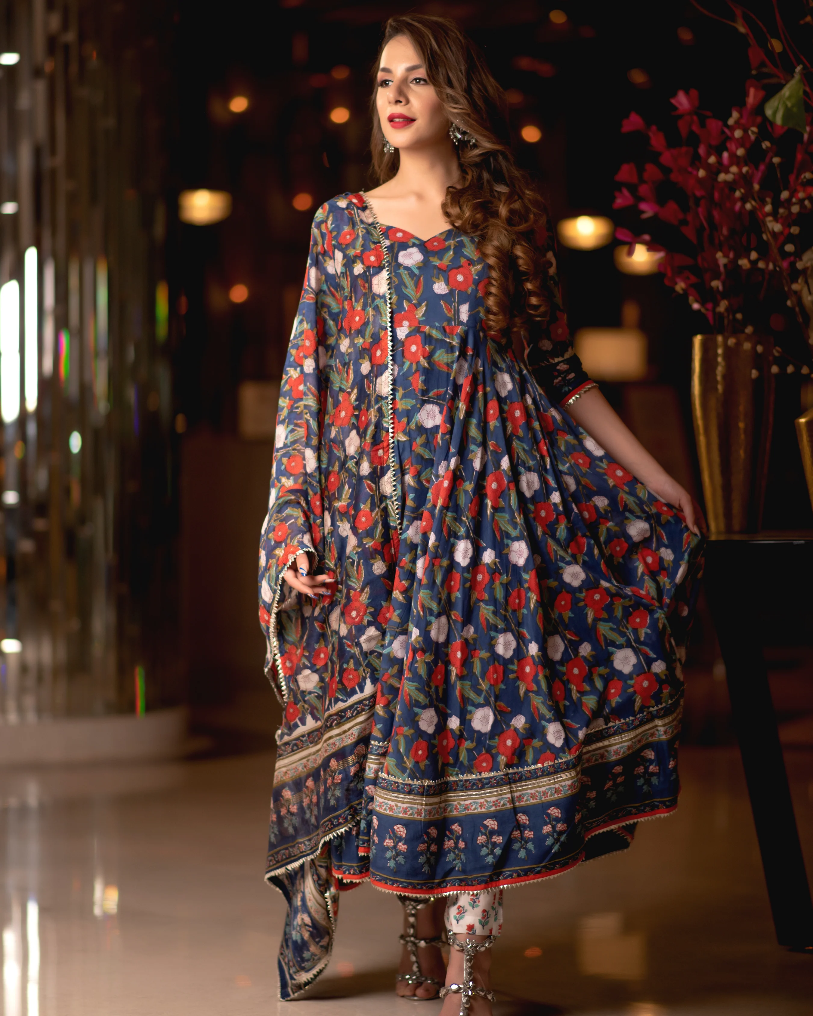 Wildflower Wind Handblock Gota Suit Set - Image 3