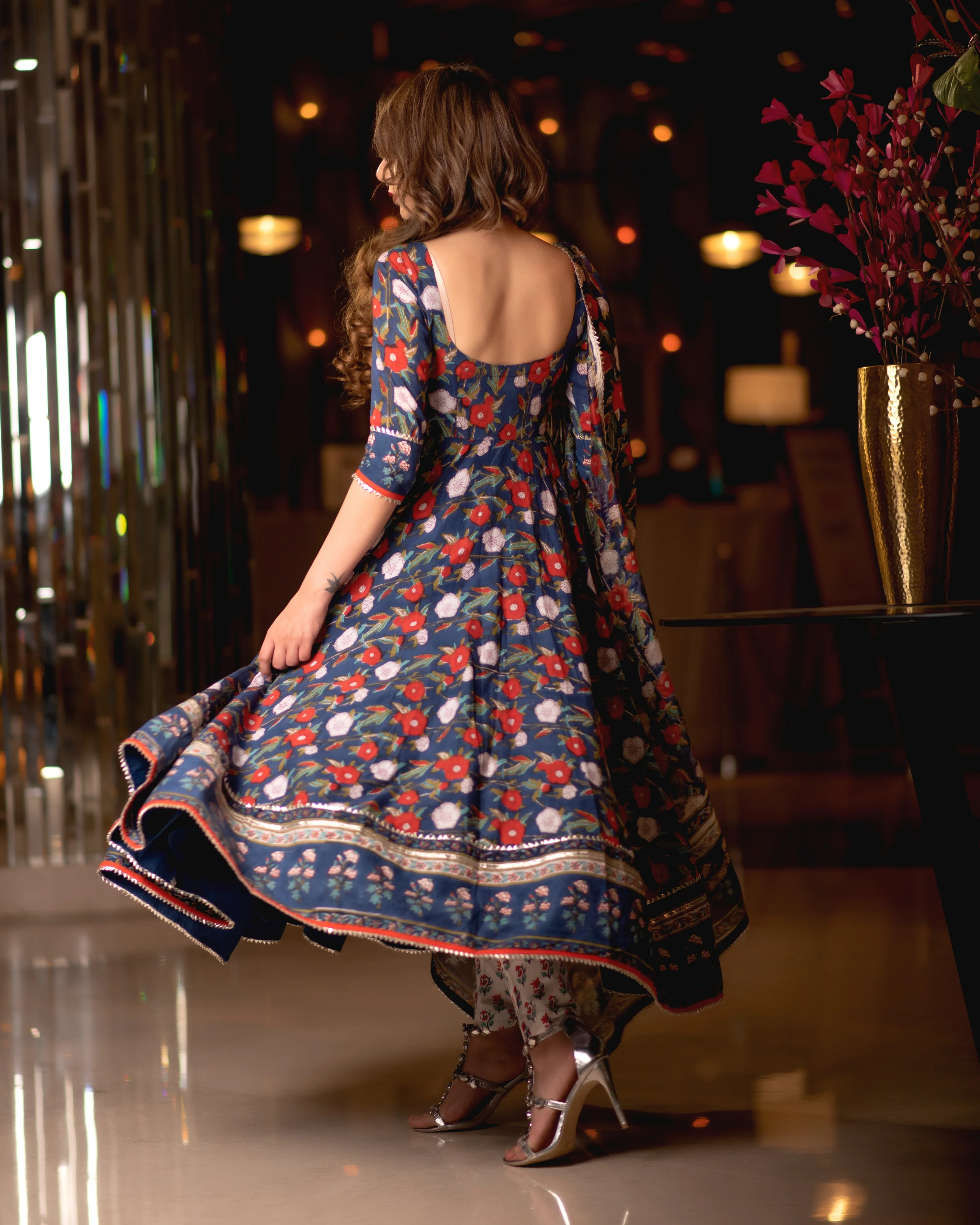 Wildflower Wind Handblock Gota Suit Set - Image 4