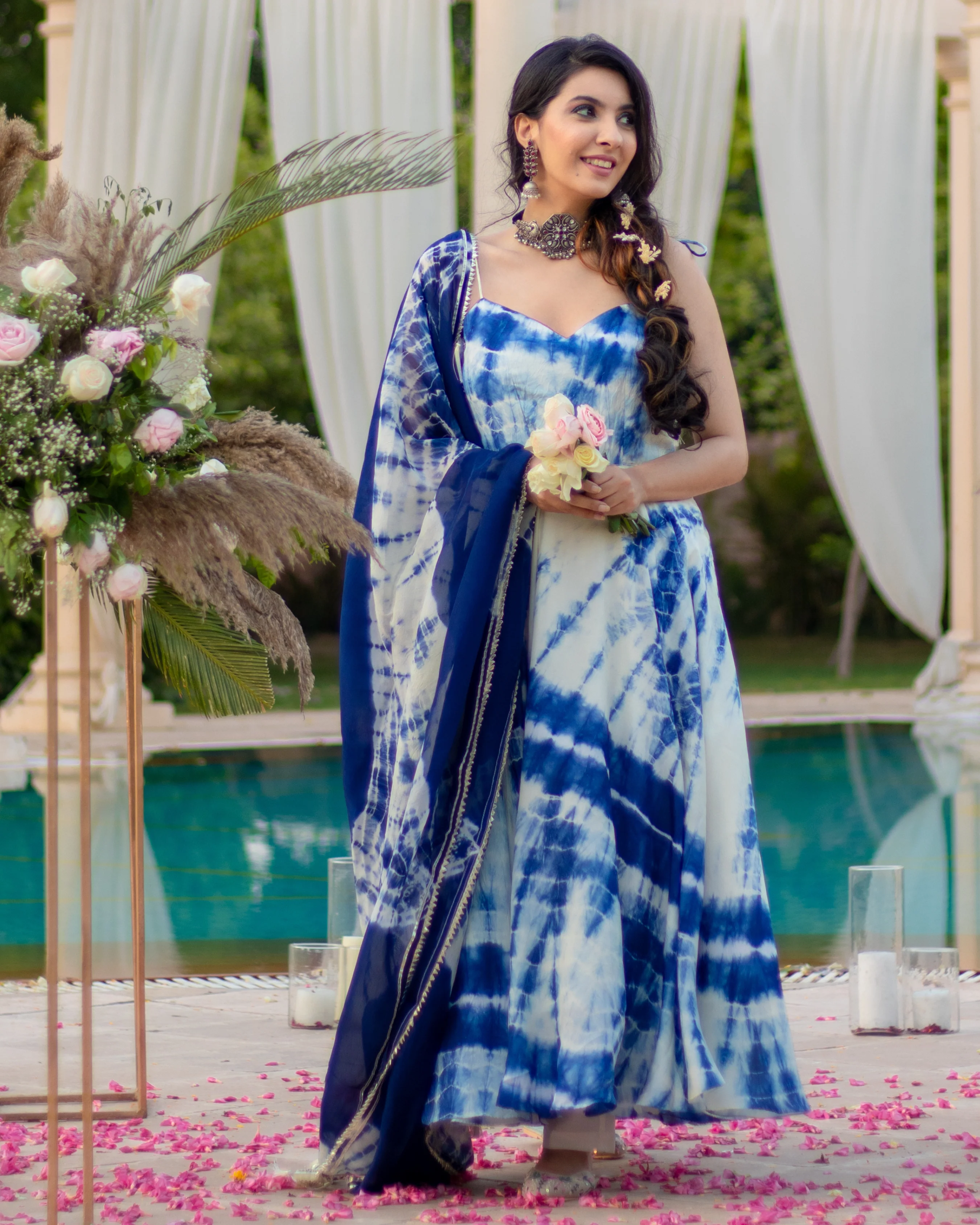 Winter Sky Tie & Dye Silk Suit Set - Image 4