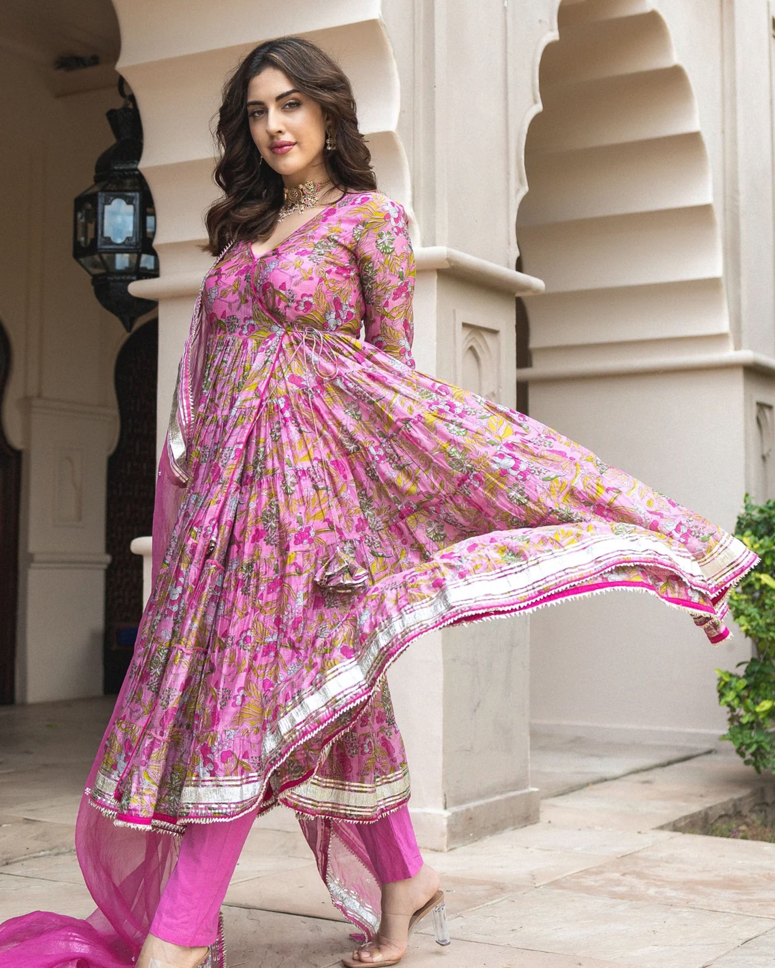 Yelena Chanderi Angrakha Suit Set - Image 2