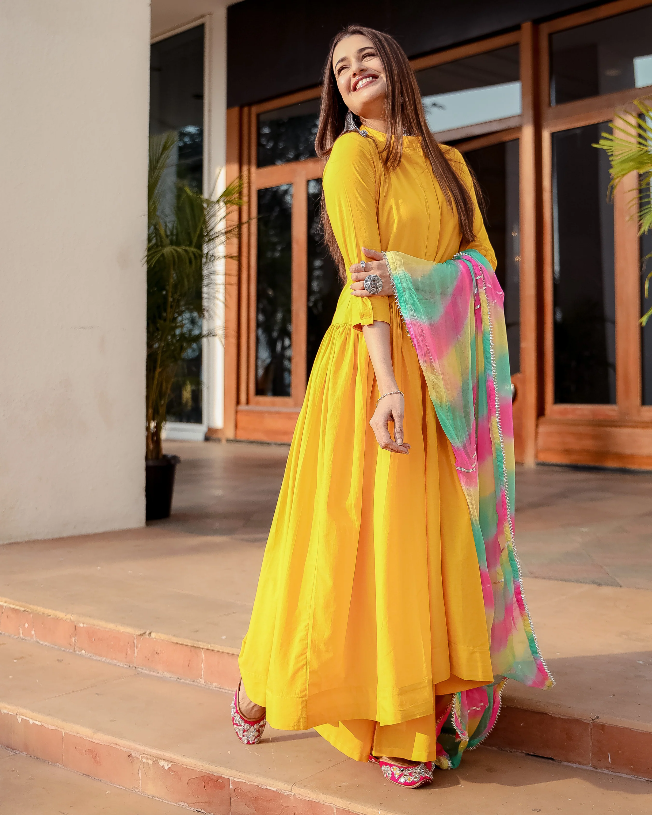 Yellow Blush Leheriya Suit Set - Image 6