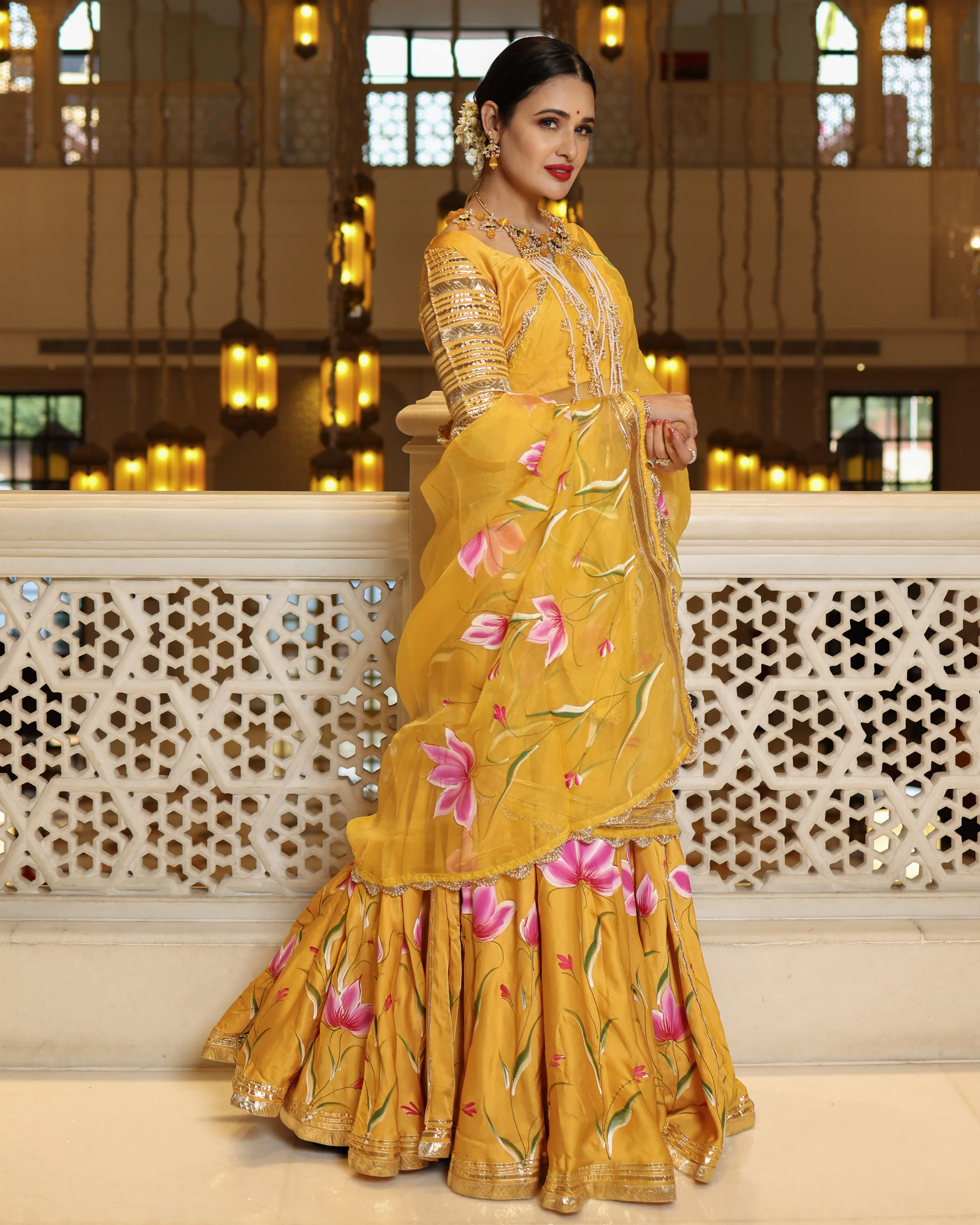 Yellow Slice Handpainted Lehenga Set - Image 6