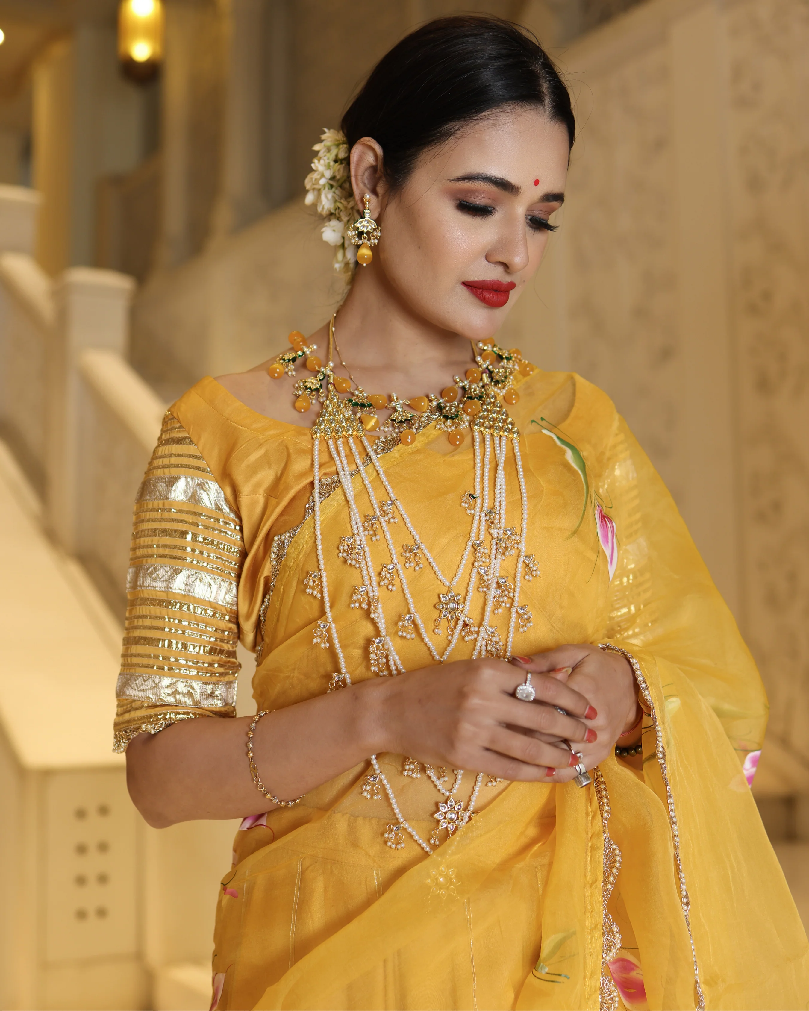 Yellow Slice Handpainted Lehenga Set - Image 8